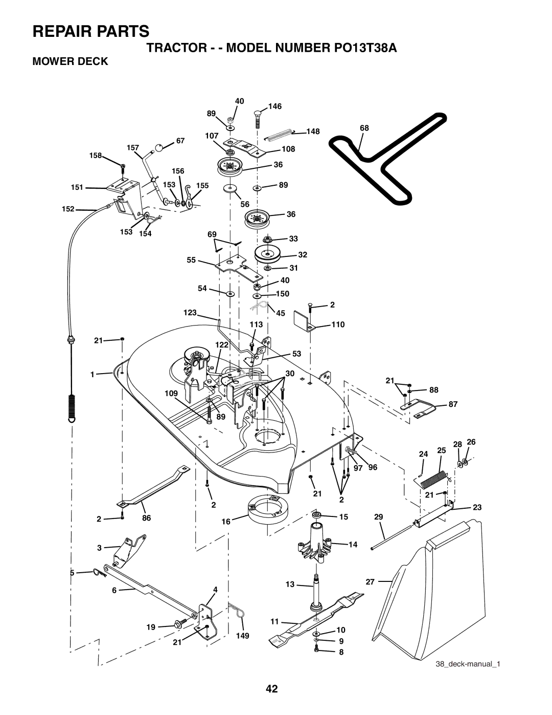 Poulan 187007 manual Mower Deck 