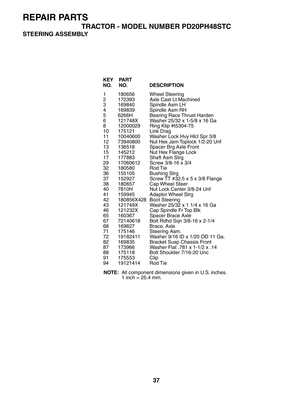 Poulan 187009 owner manual Wheel Steering 