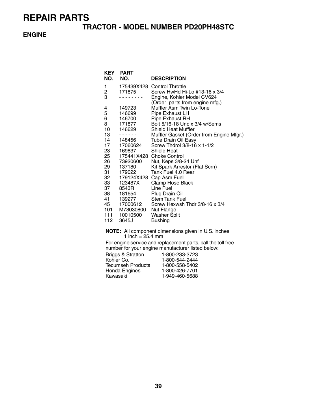 Poulan 187009 owner manual Stem Tank Fuel 