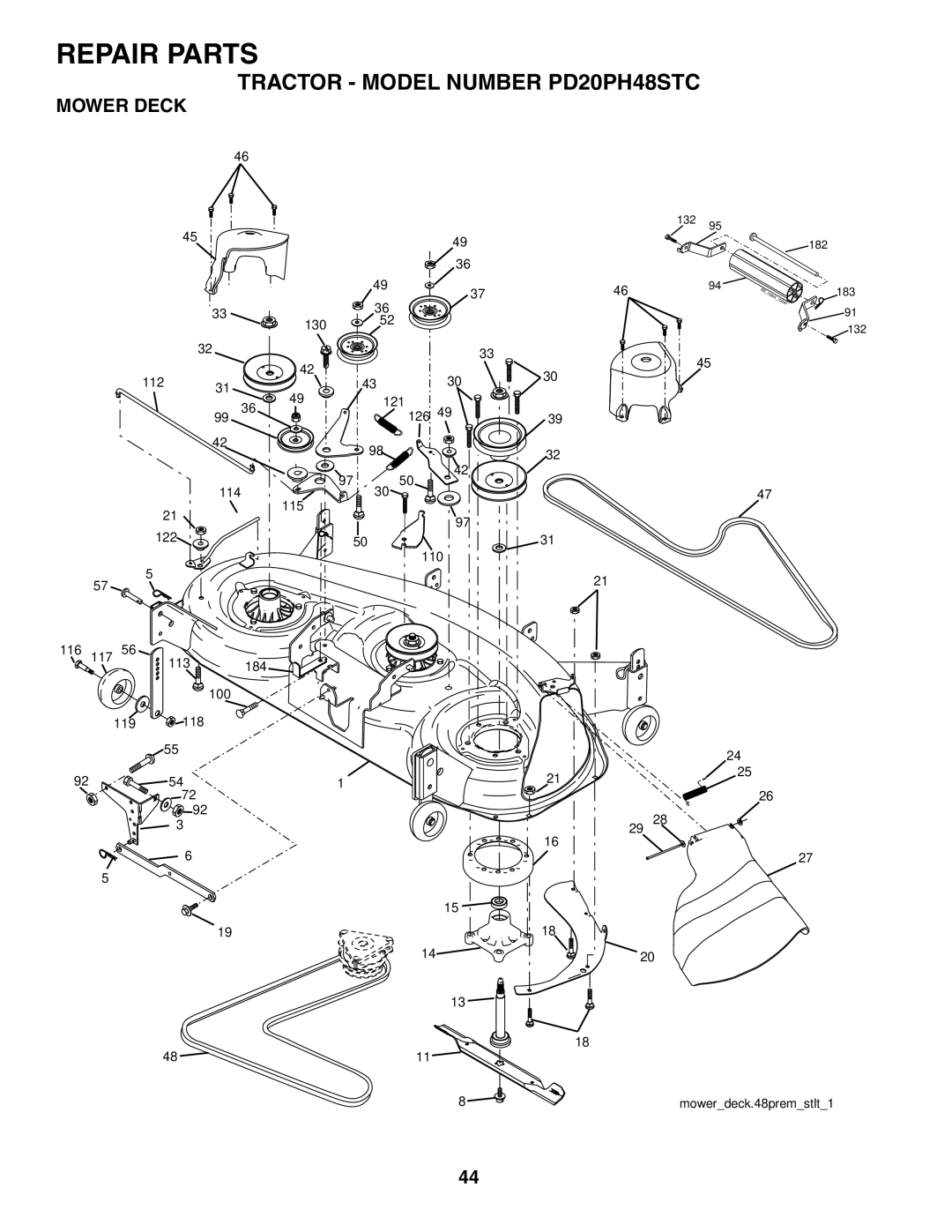 Poulan 187009 owner manual Mower Deck 