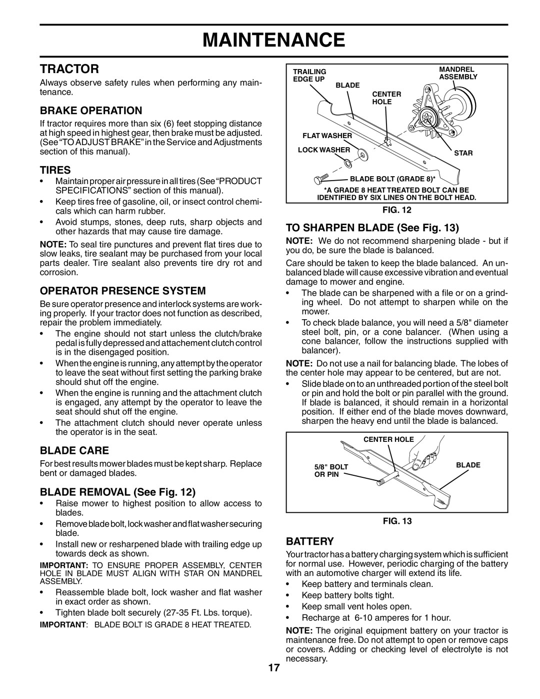 Poulan 187080 owner manual Tractor 