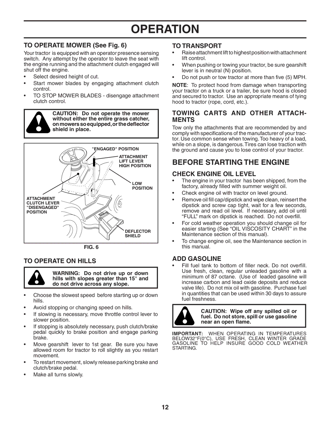 Poulan 187189 manual Before Starting the Engine 