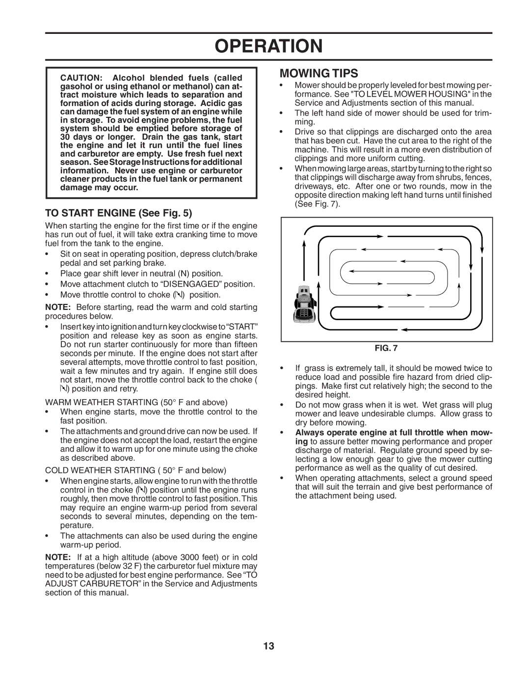 Poulan 187189 manual Mowing Tips, To Start Engine See Fig 