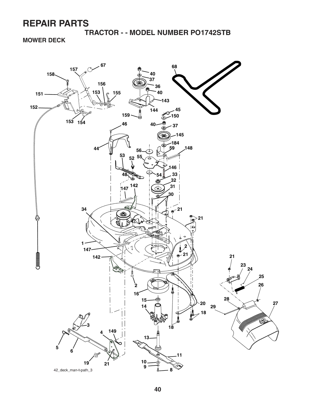 Poulan 187189 manual Mower Deck 