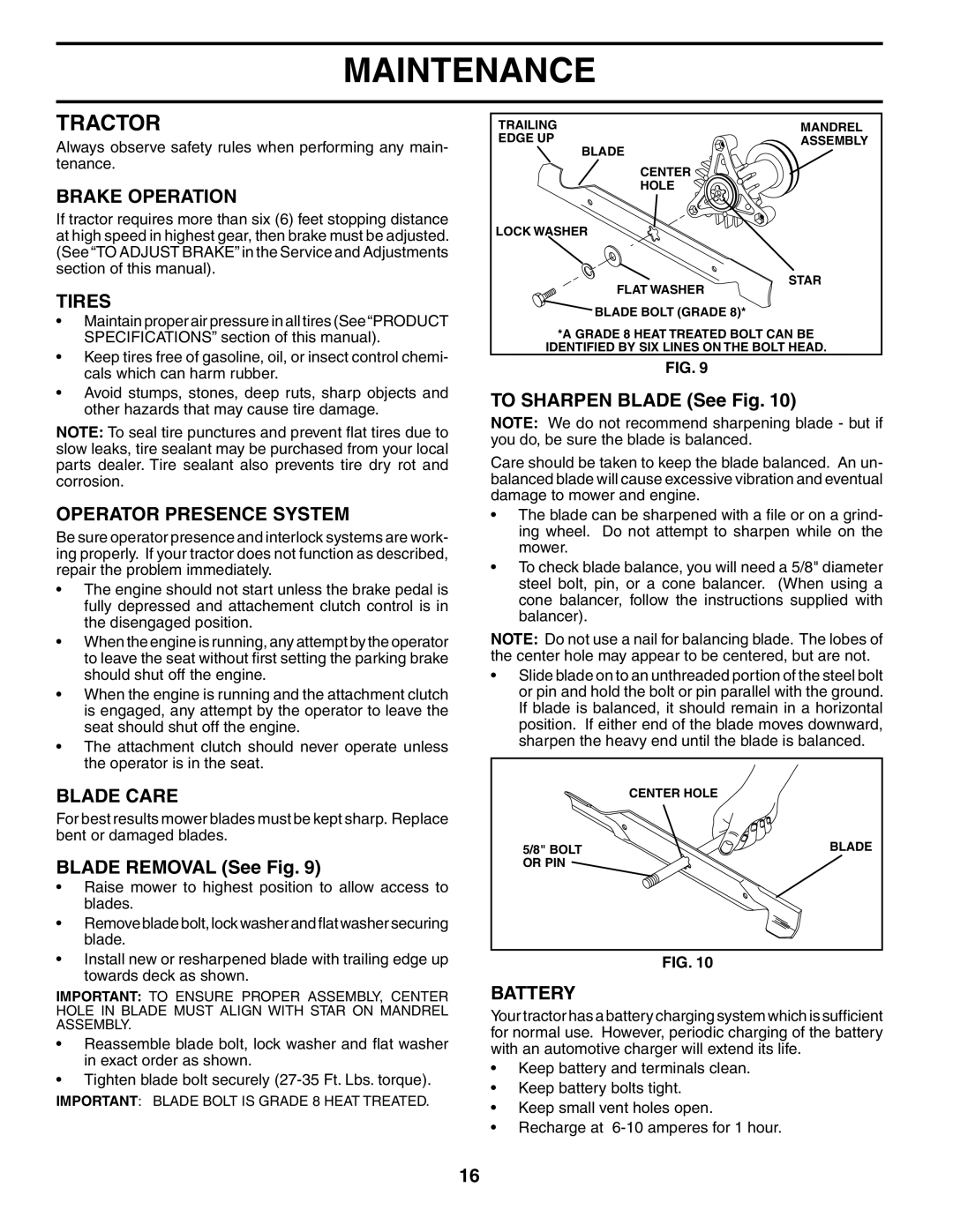 Poulan 187301 manual Tractor 