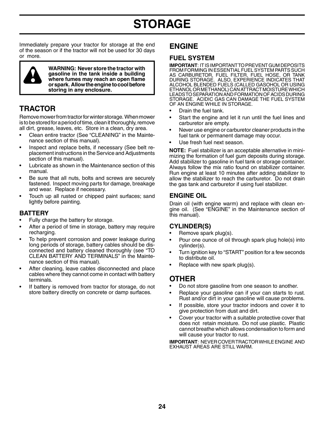 Poulan 187301 manual Storage, Other, Fuel System, Engine OIL, Cylinders 