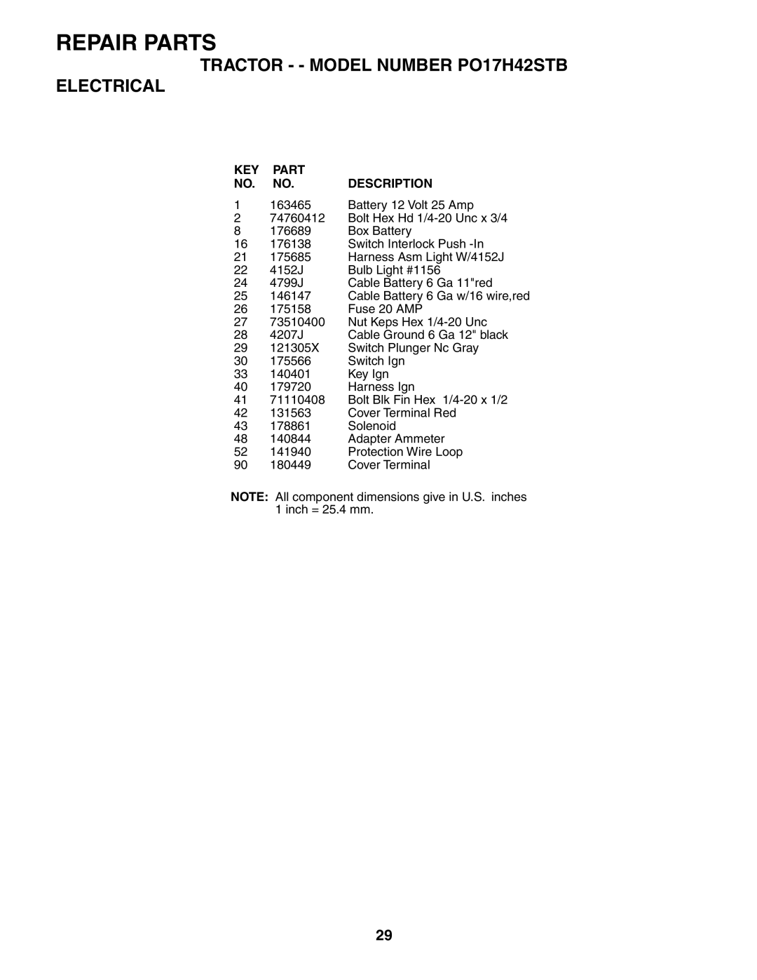 Poulan 187301 manual KEY Part NO. NO. Description 