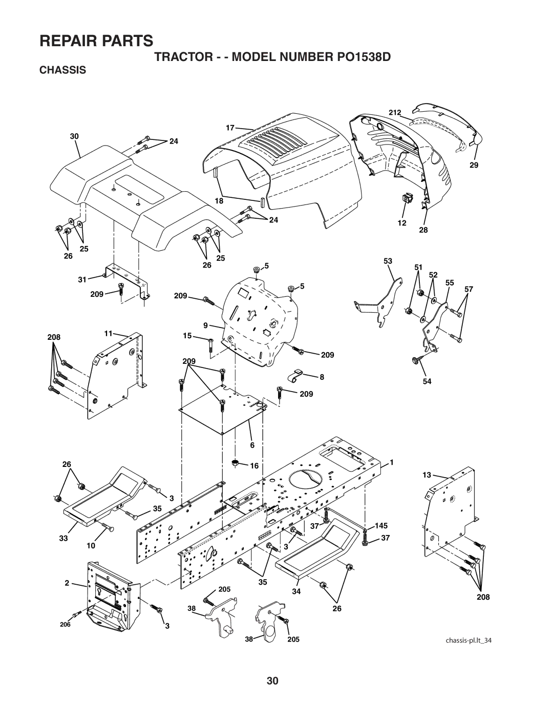 Poulan 187570 manual Chassis 