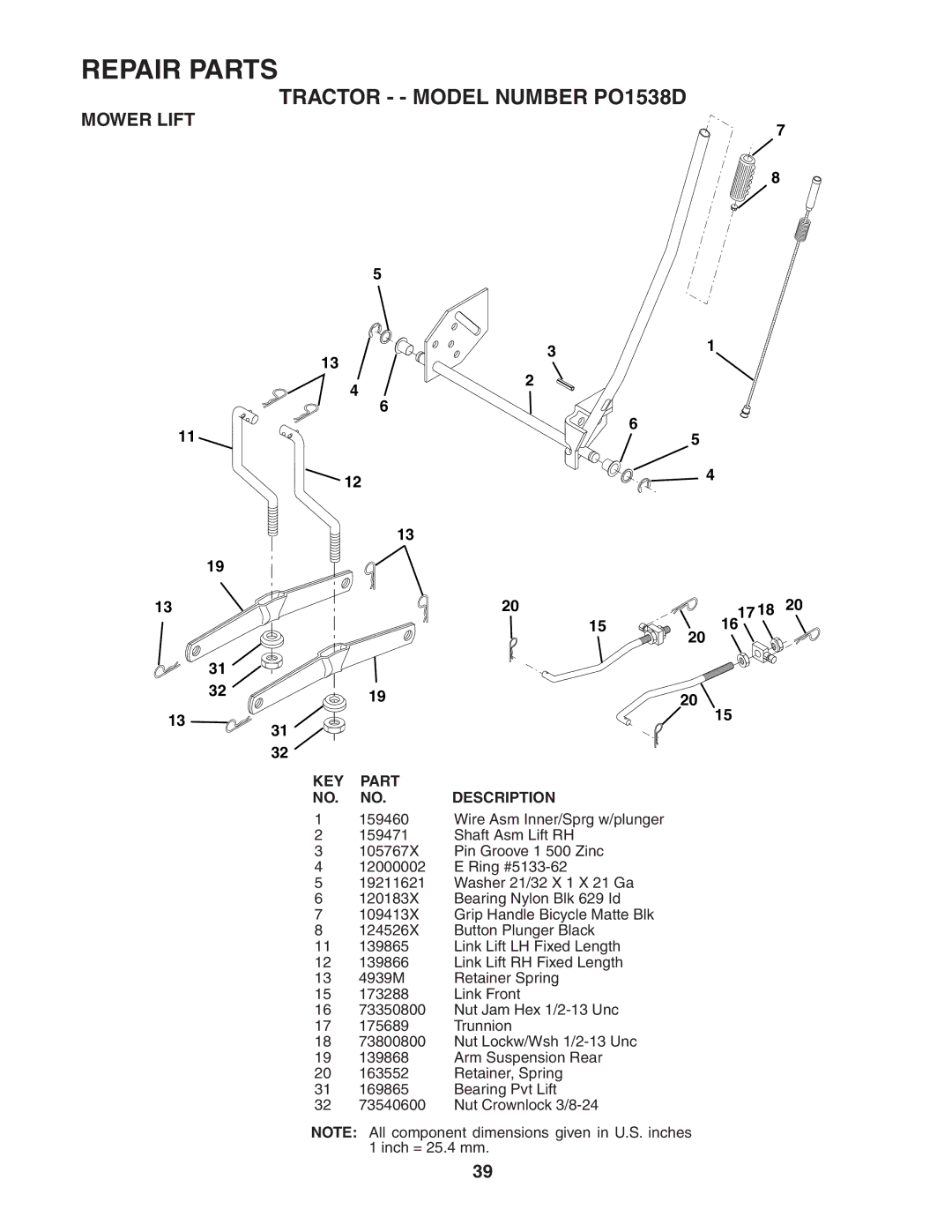 Poulan 187570 manual Mower Lift 