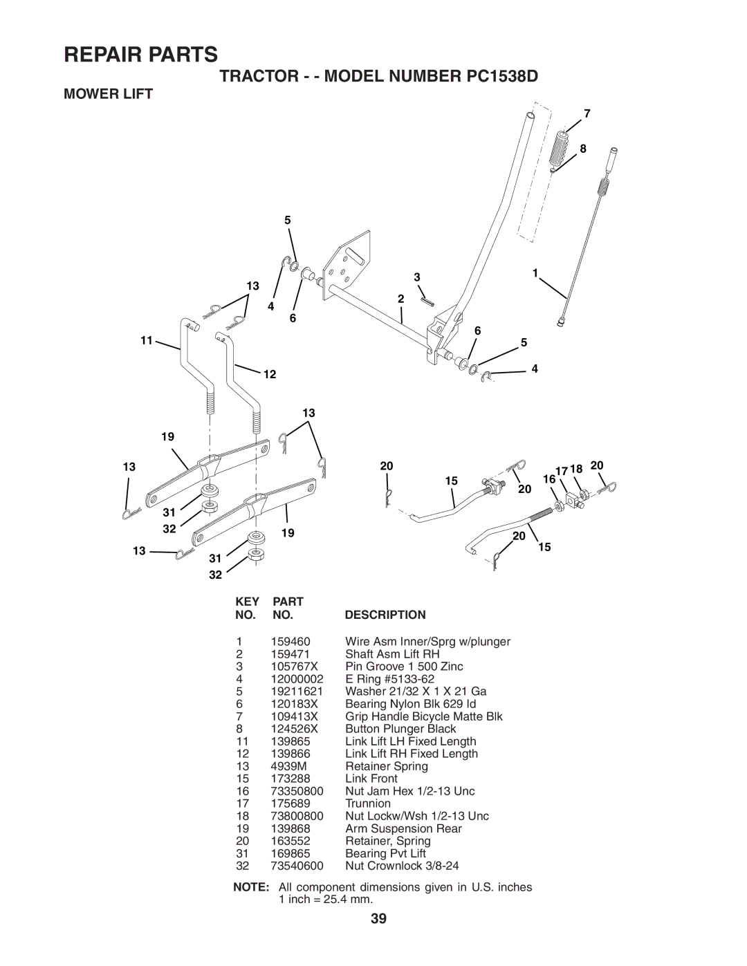 Poulan 187581 manual Mower Lift 