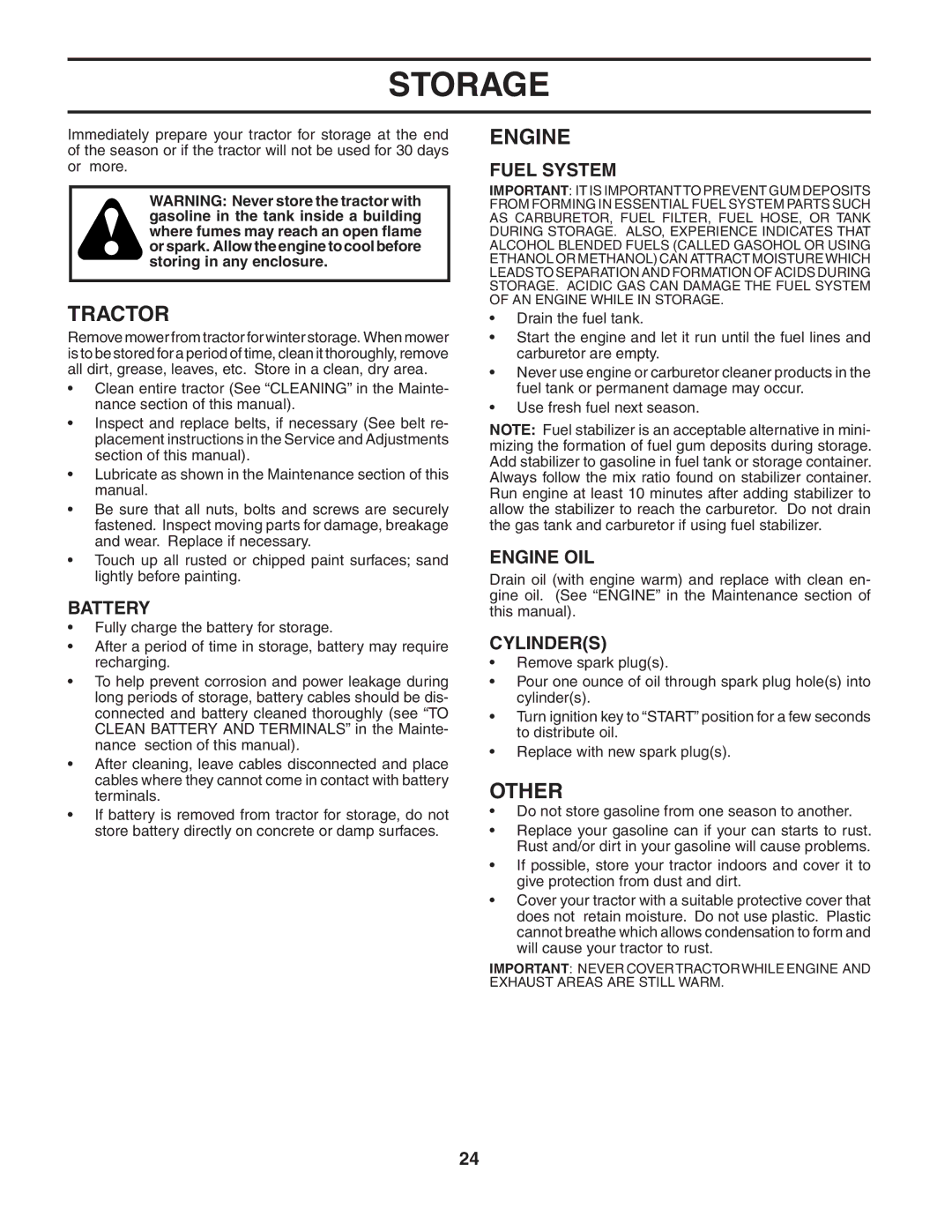 Poulan 187594 manual Storage, Other, Fuel System, Engine OIL, Cylinders 