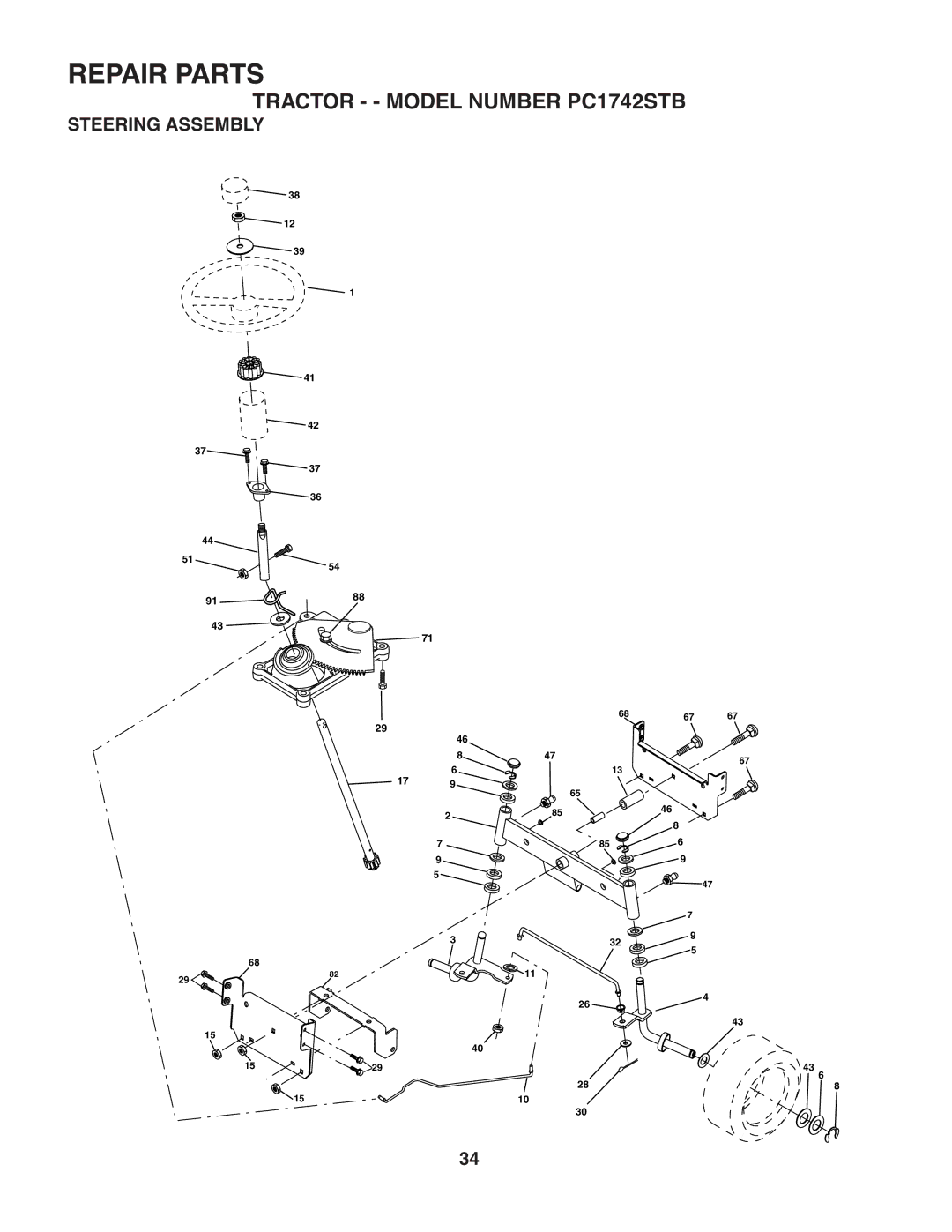 Poulan 187594 manual Steering Assembly 