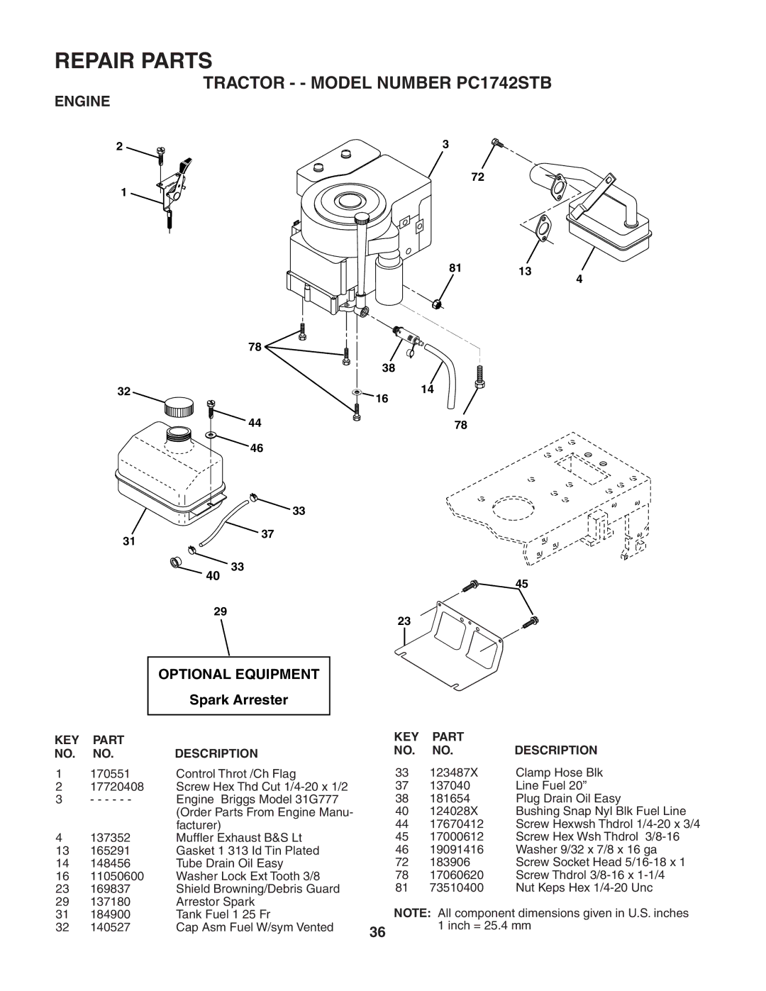 Poulan 187594 manual Engine, Optional Equipment 