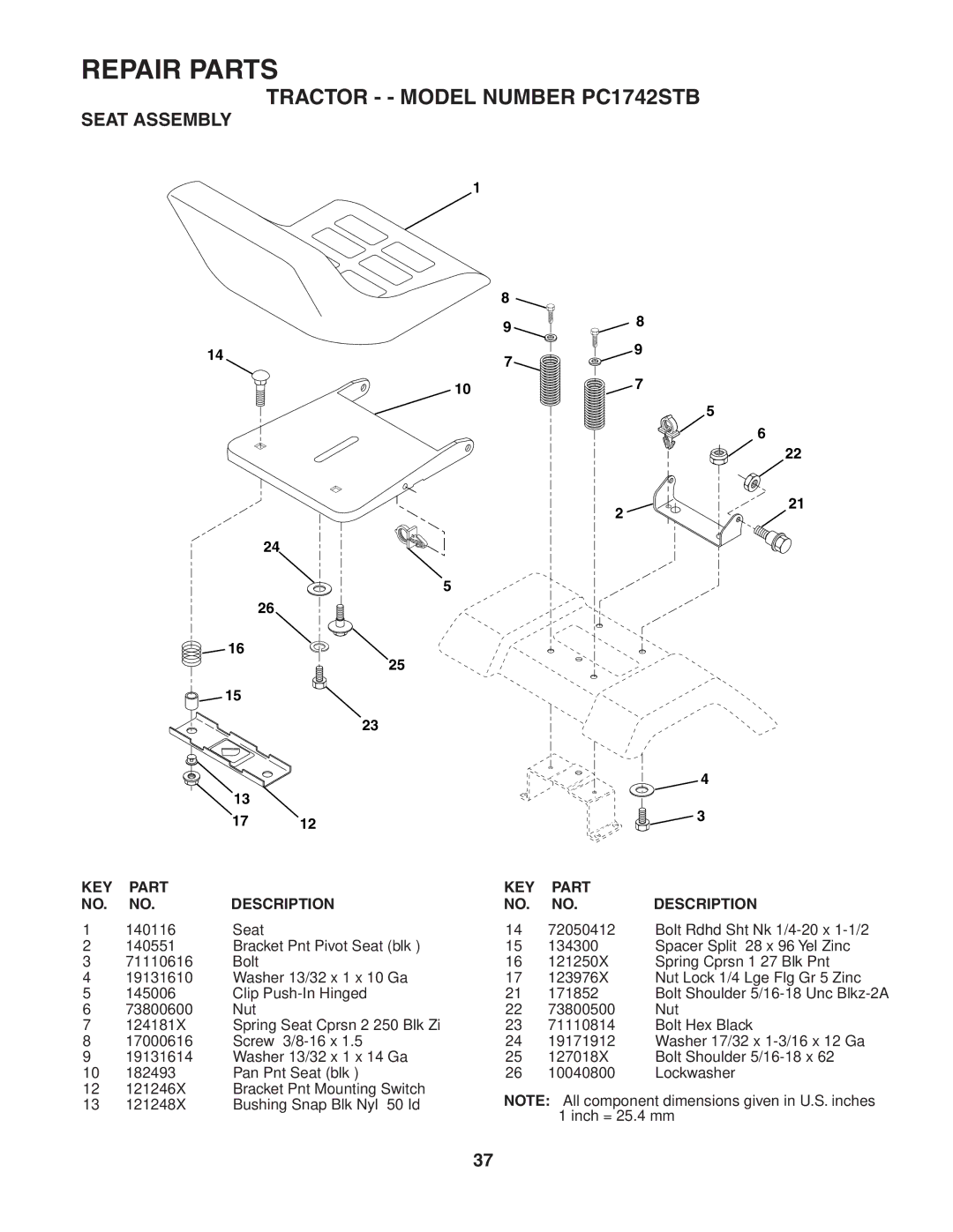 Poulan 187594 manual Seat Assembly 