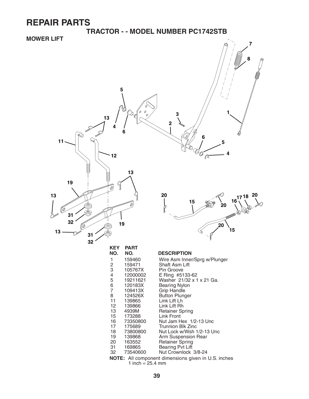 Poulan 187594 manual Mower Lift 