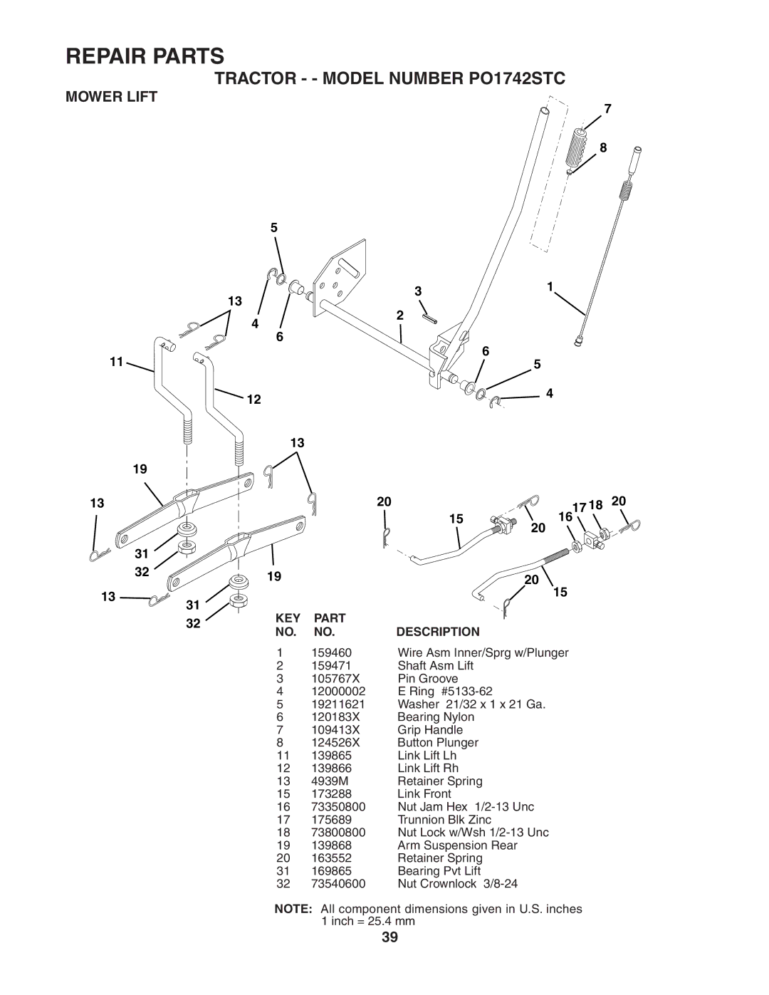 Poulan 187596 manual Mower Lift 