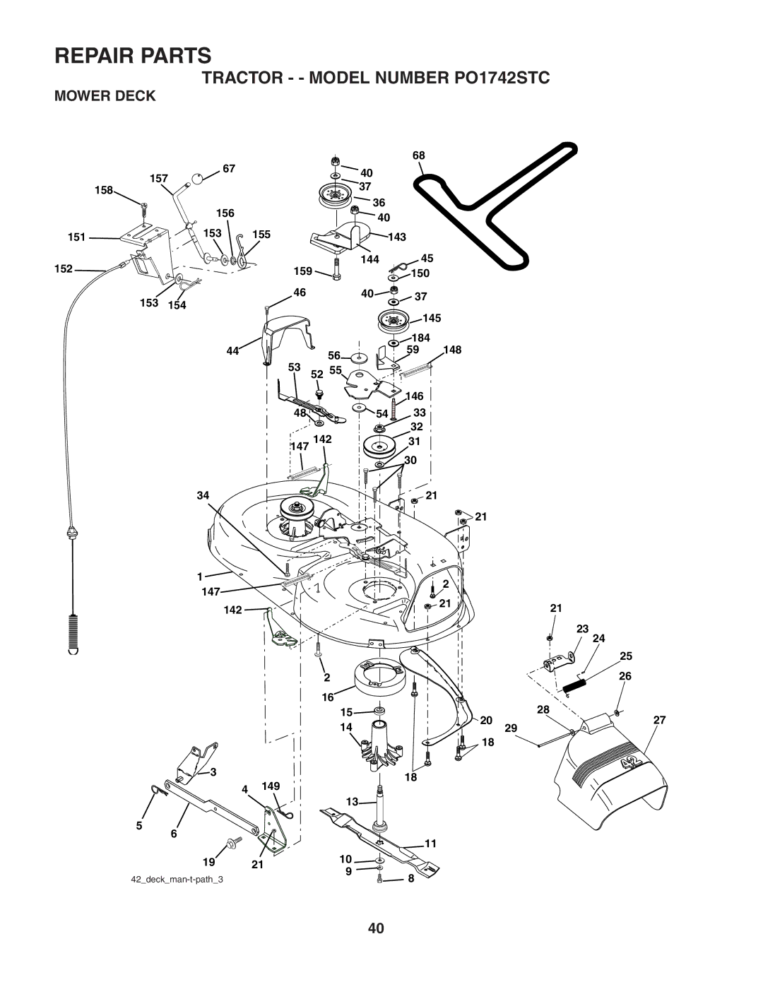 Poulan 187596 manual Mower Deck 