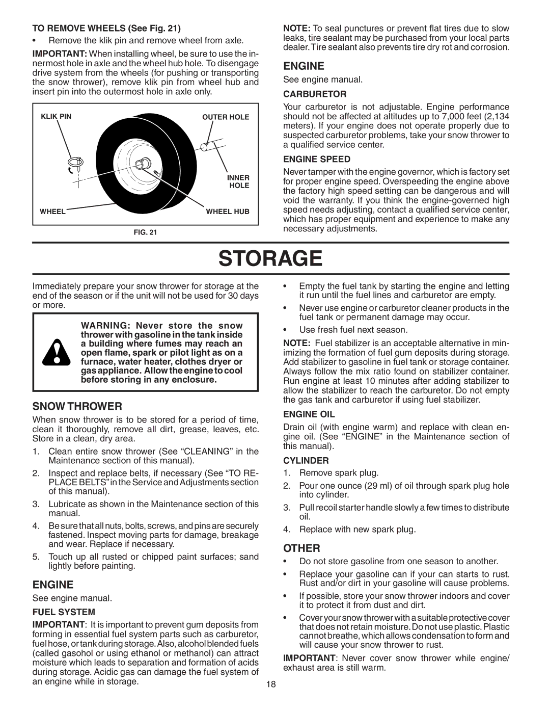 Poulan 187877 owner manual Storage, Other 