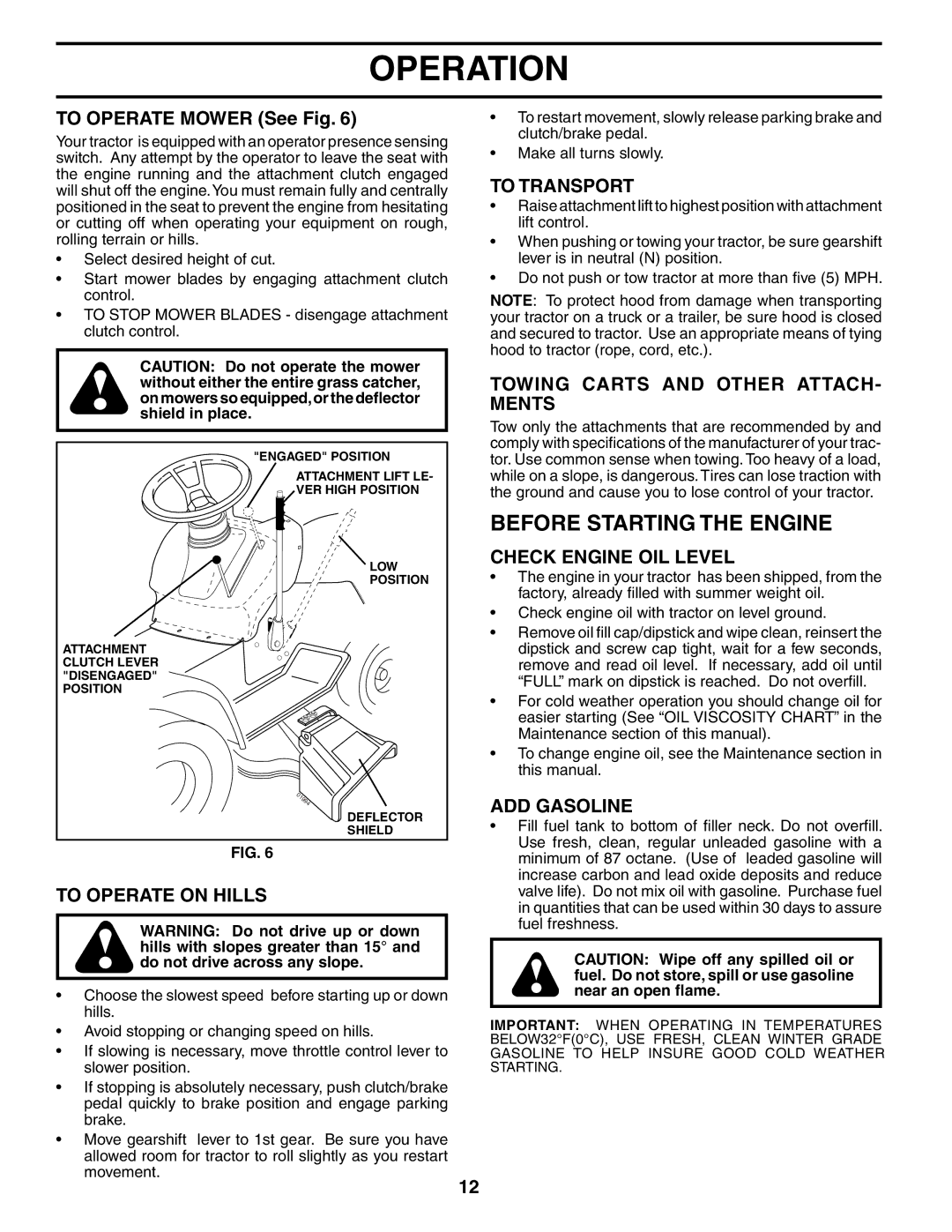 Poulan 188695 manual Before Starting the Engine 