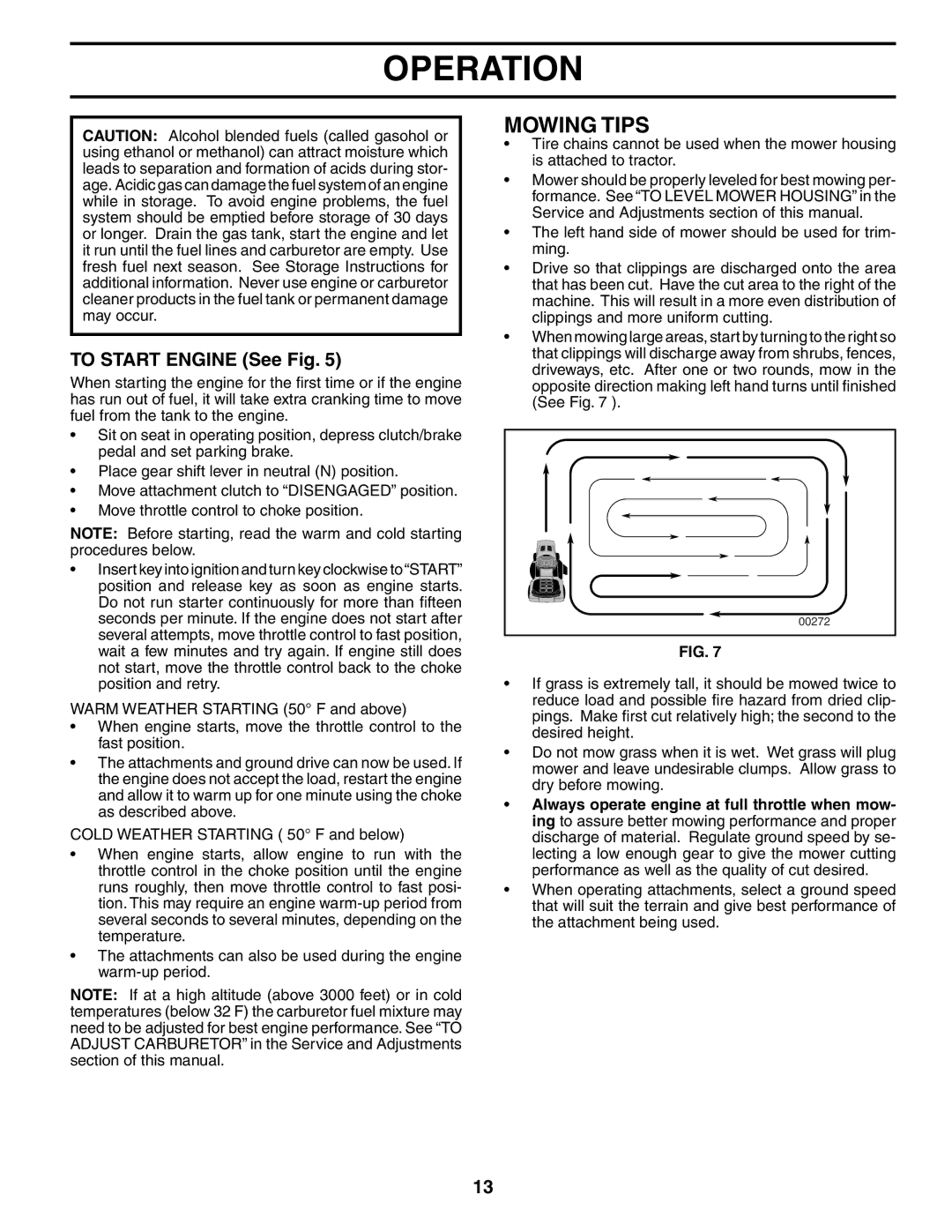 Poulan 188695 manual Mowing Tips, To Start Engine See Fig 