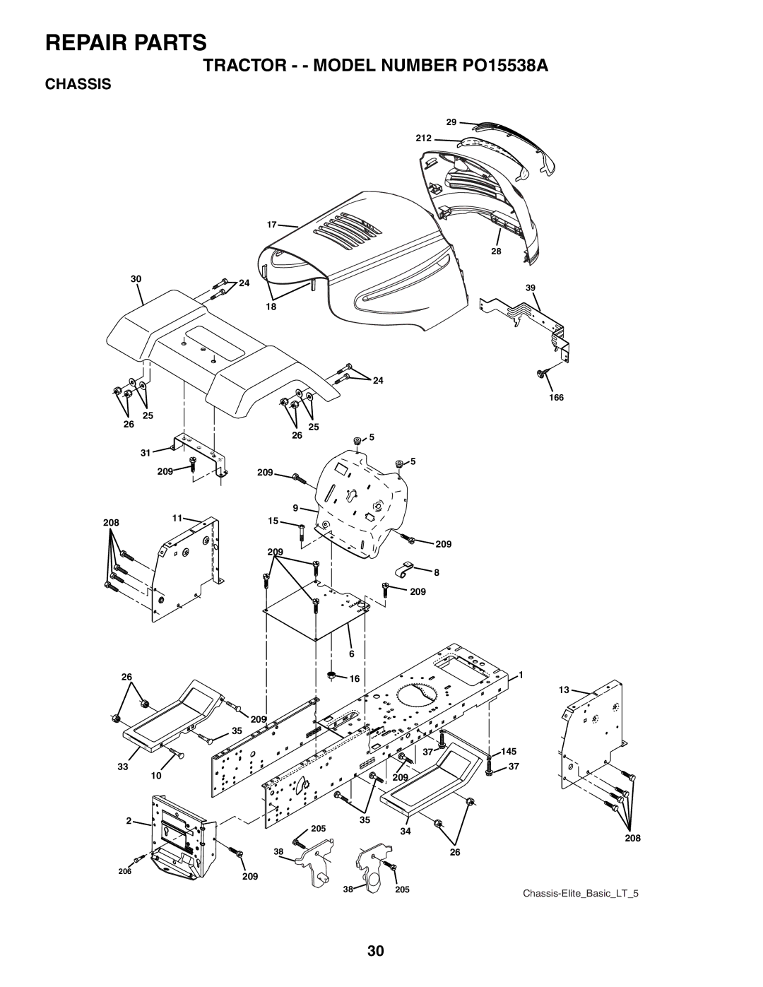 Poulan 188695 manual Chassis 