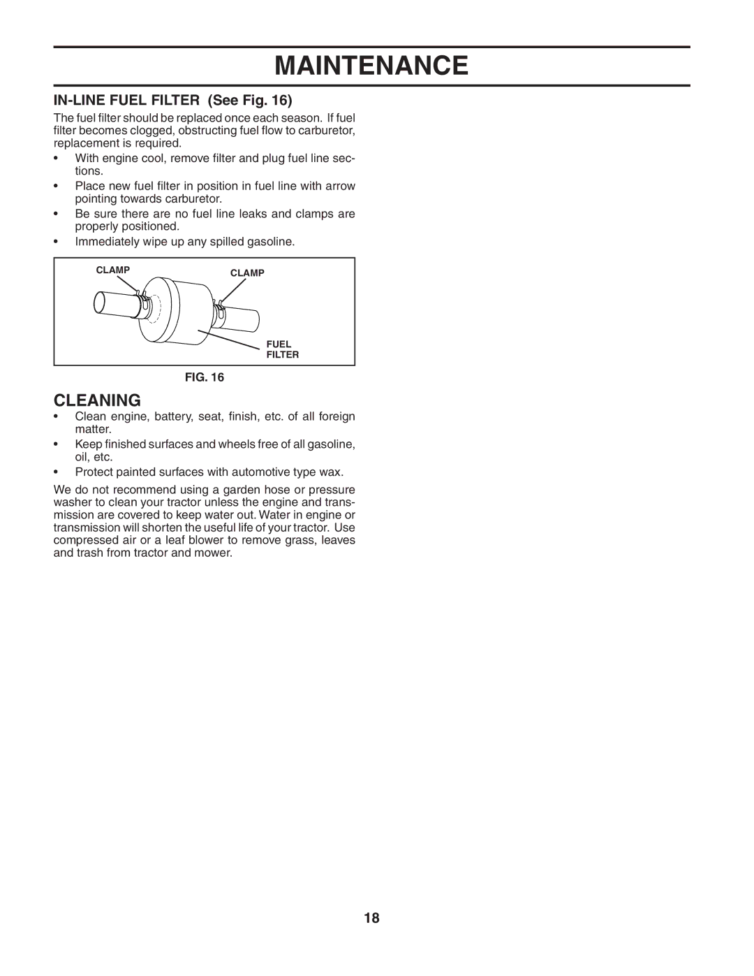 Poulan 188737 owner manual Cleaning, IN-LINE Fuel Filter See Fig 