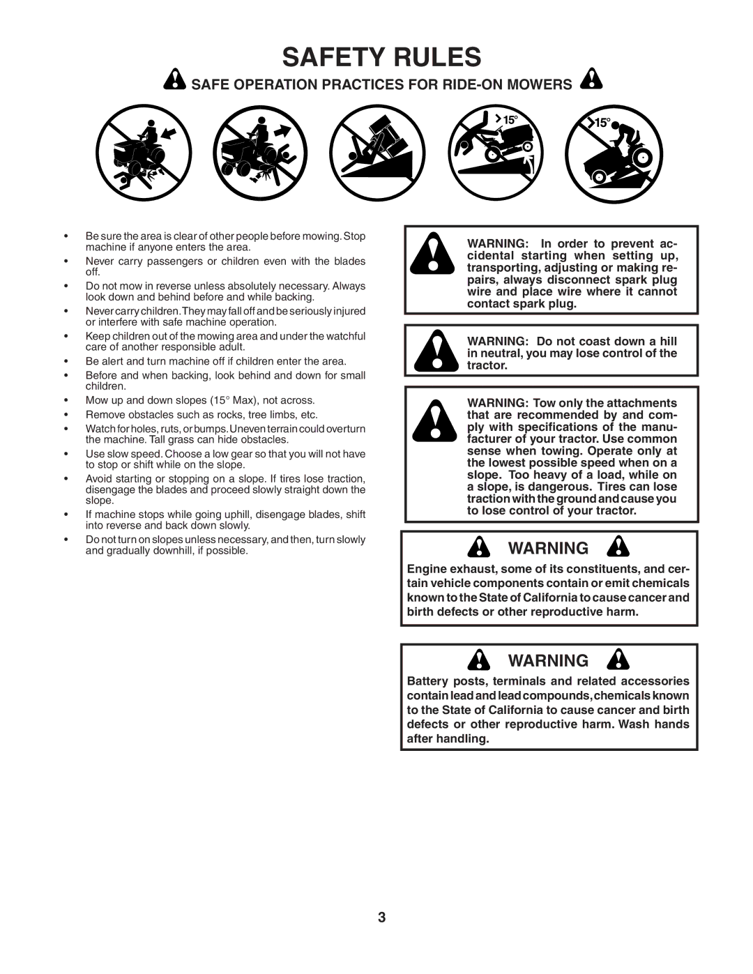 Poulan 188737 owner manual Safety Rules 