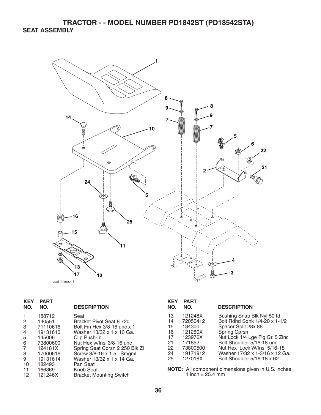 Poulan 188737 owner manual Seat Assembly, Seat 140551 