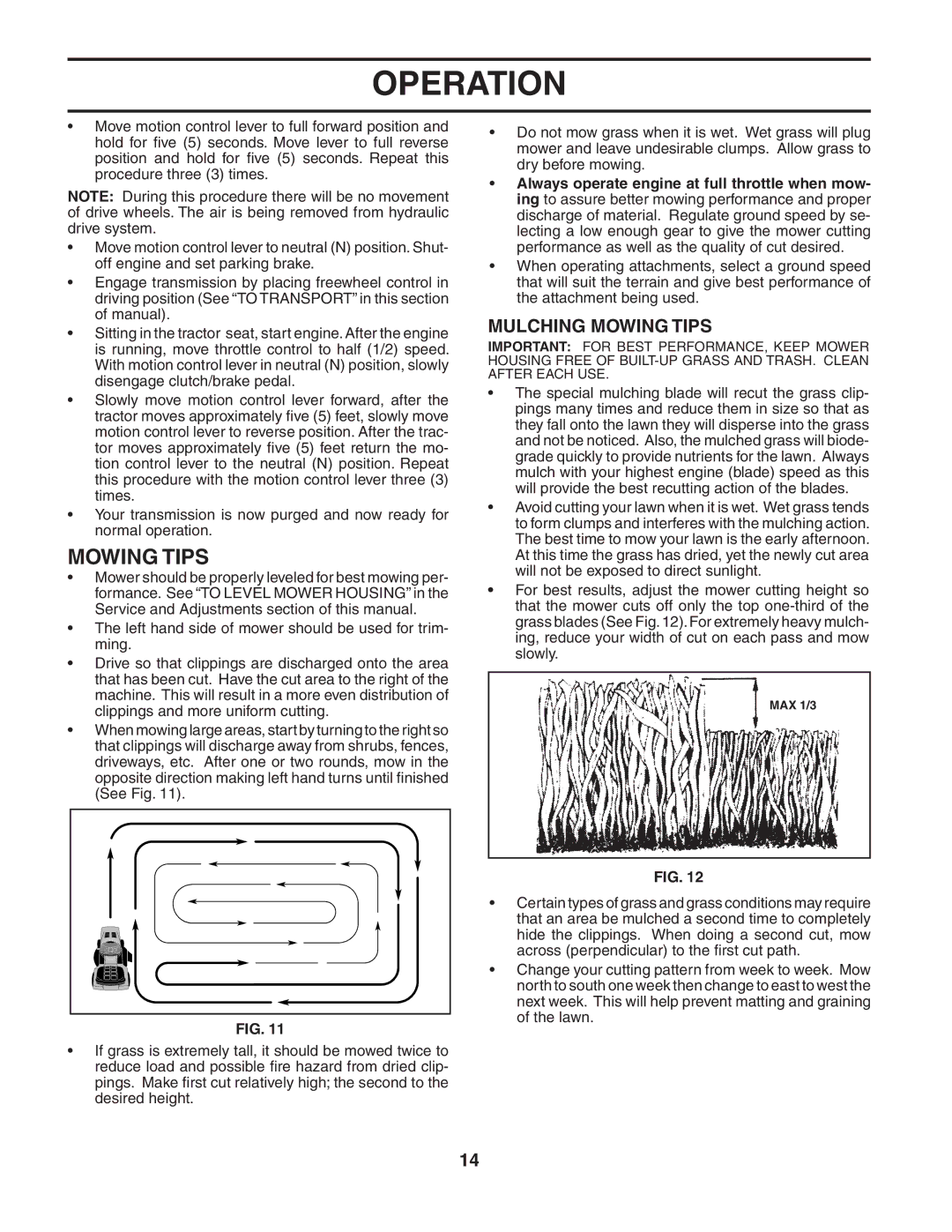 Poulan 188774 owner manual Mulching Mowing Tips 