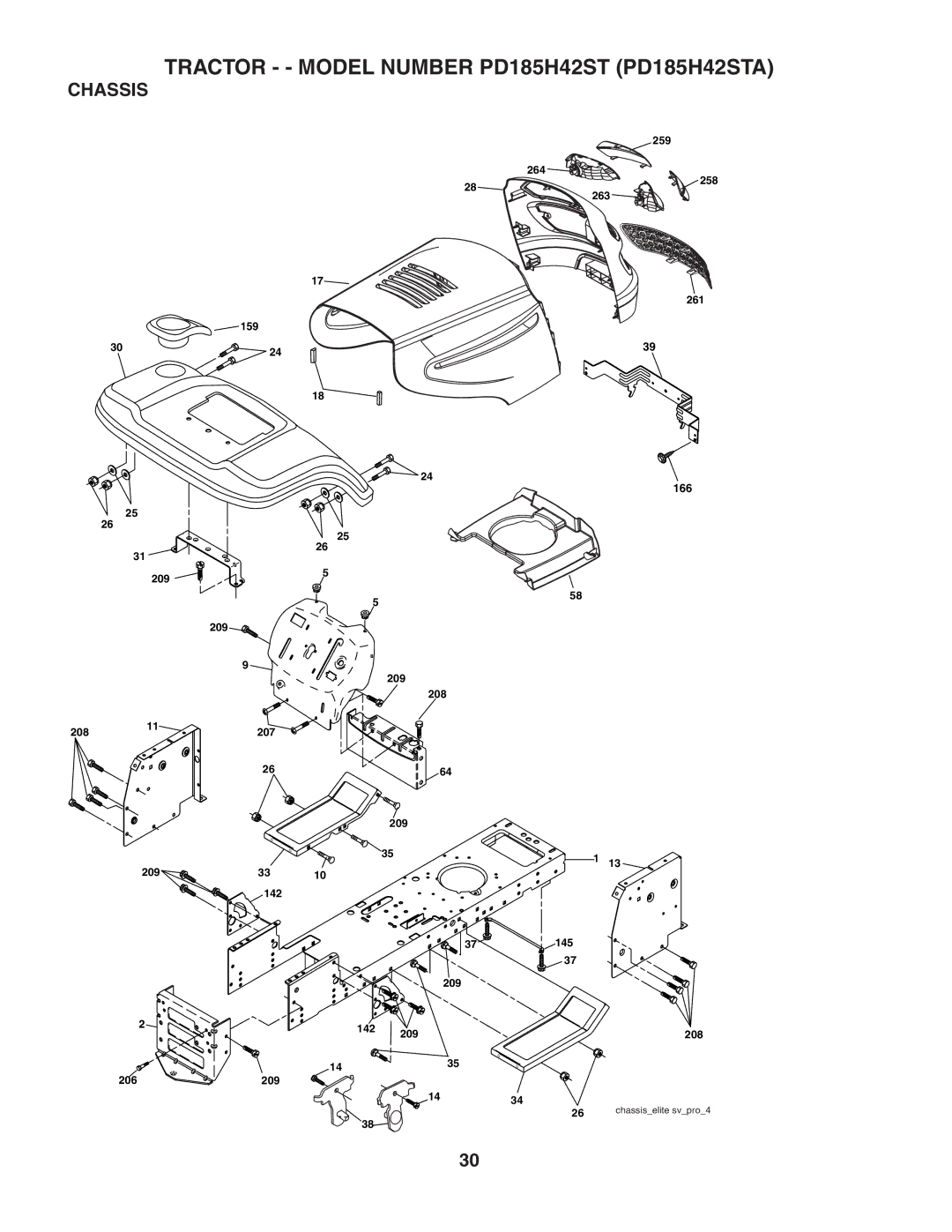 Poulan 188774 owner manual Chassis 