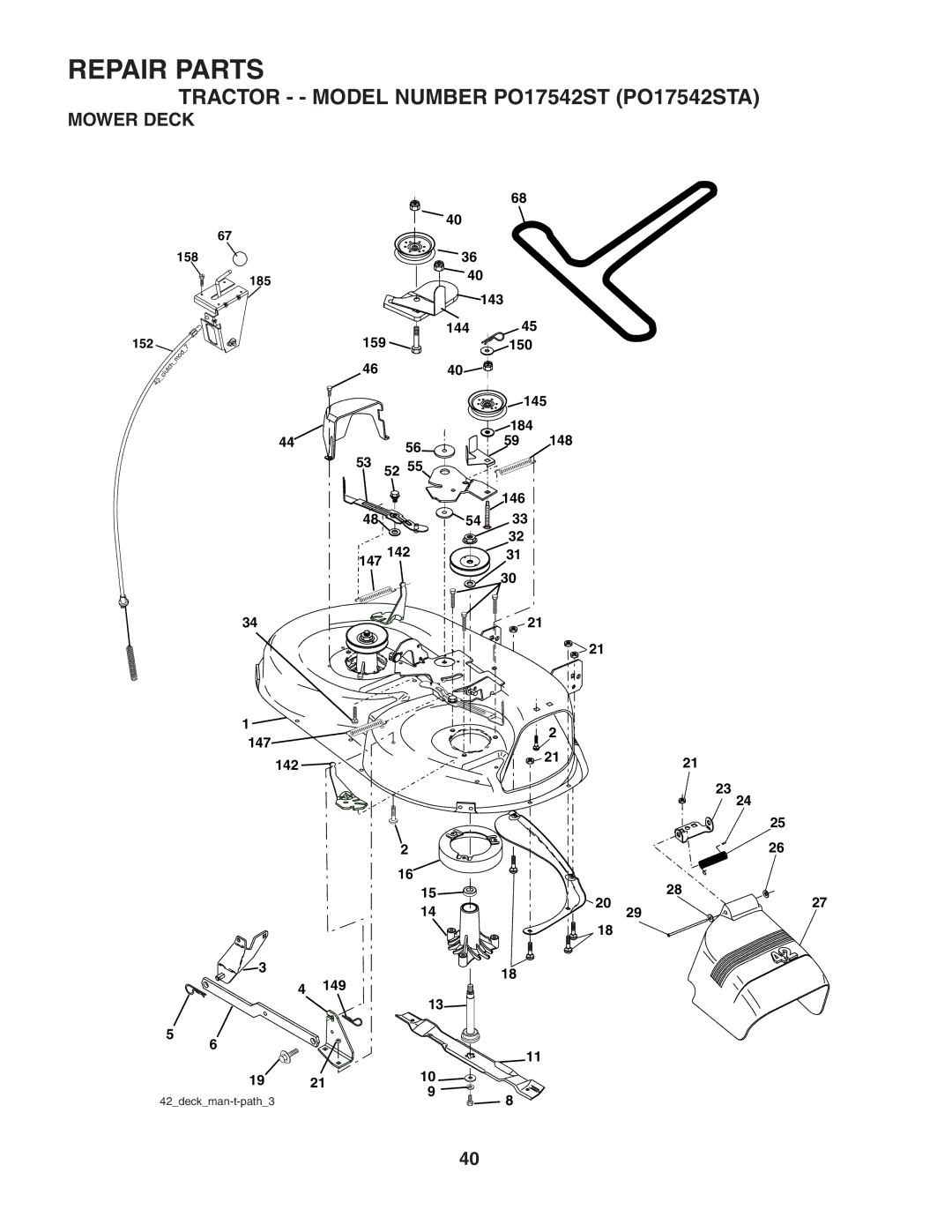 Poulan 188870 manual Mower Deck 