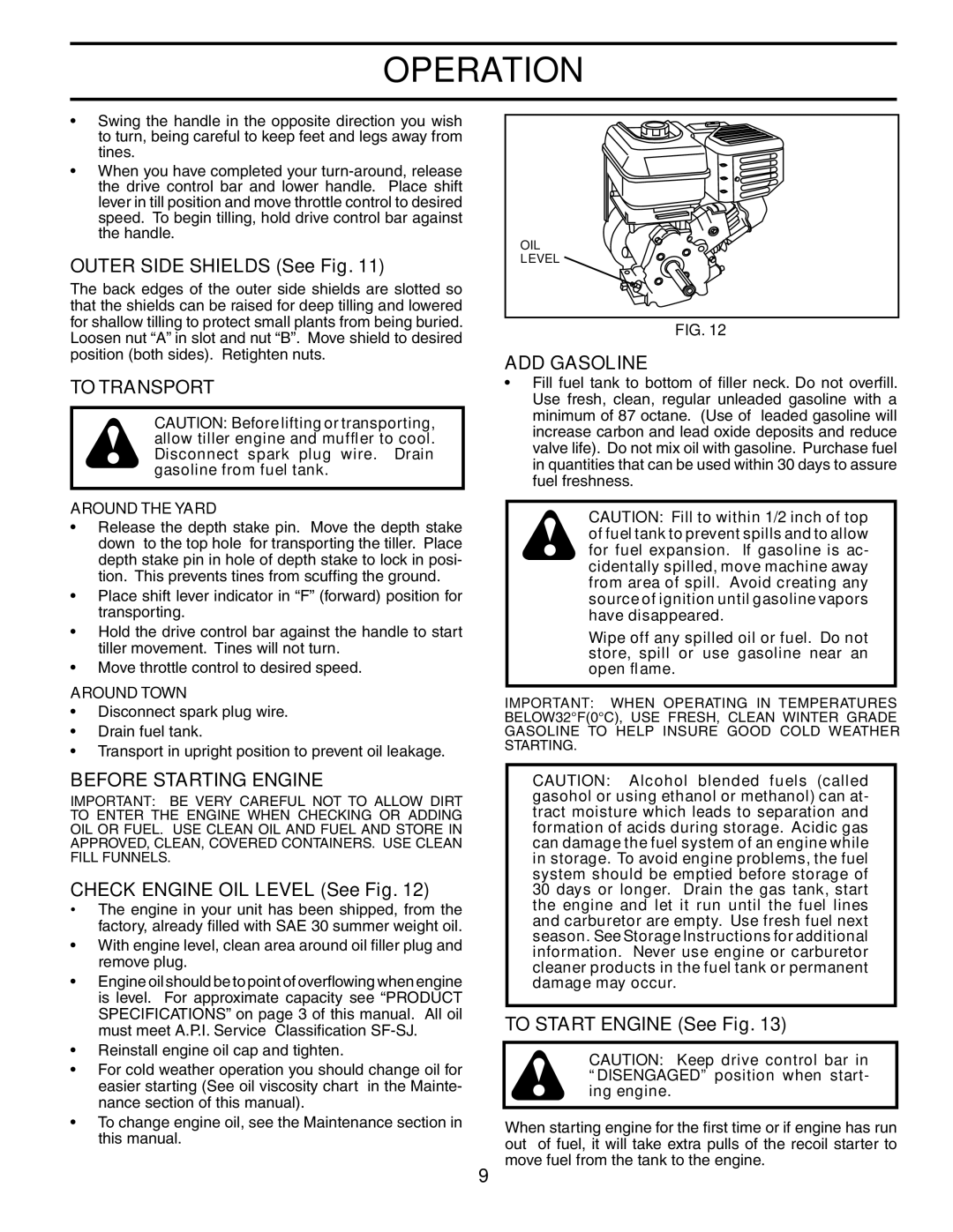 Poulan 188904 owner manual To Transport, Before Starting Engine, ADD Gasoline 