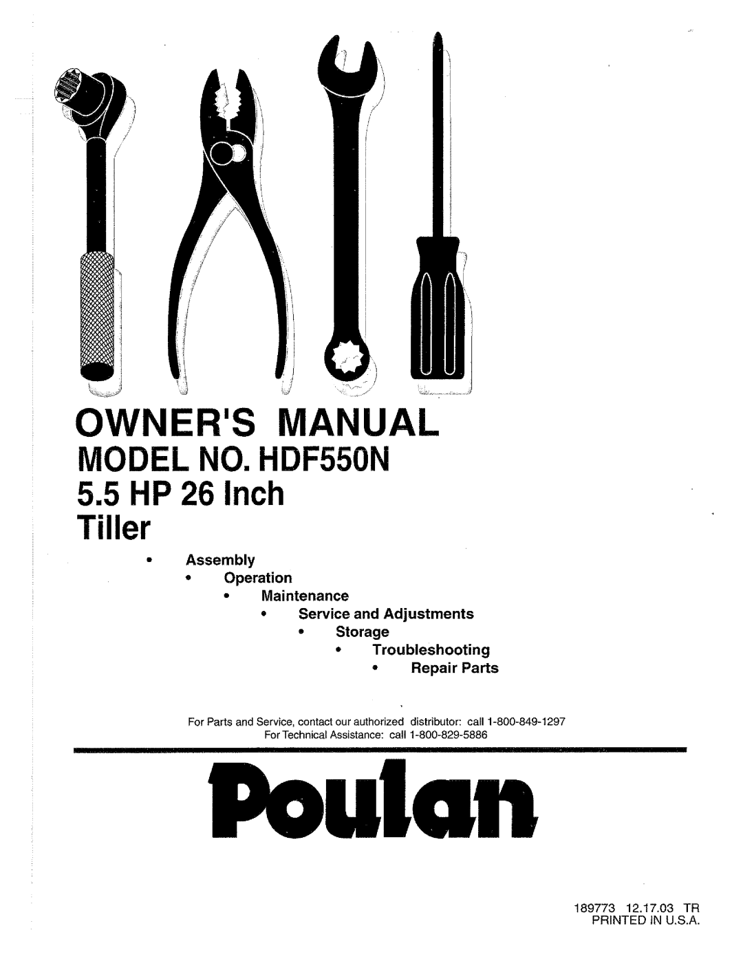 Poulan 189773 manual 