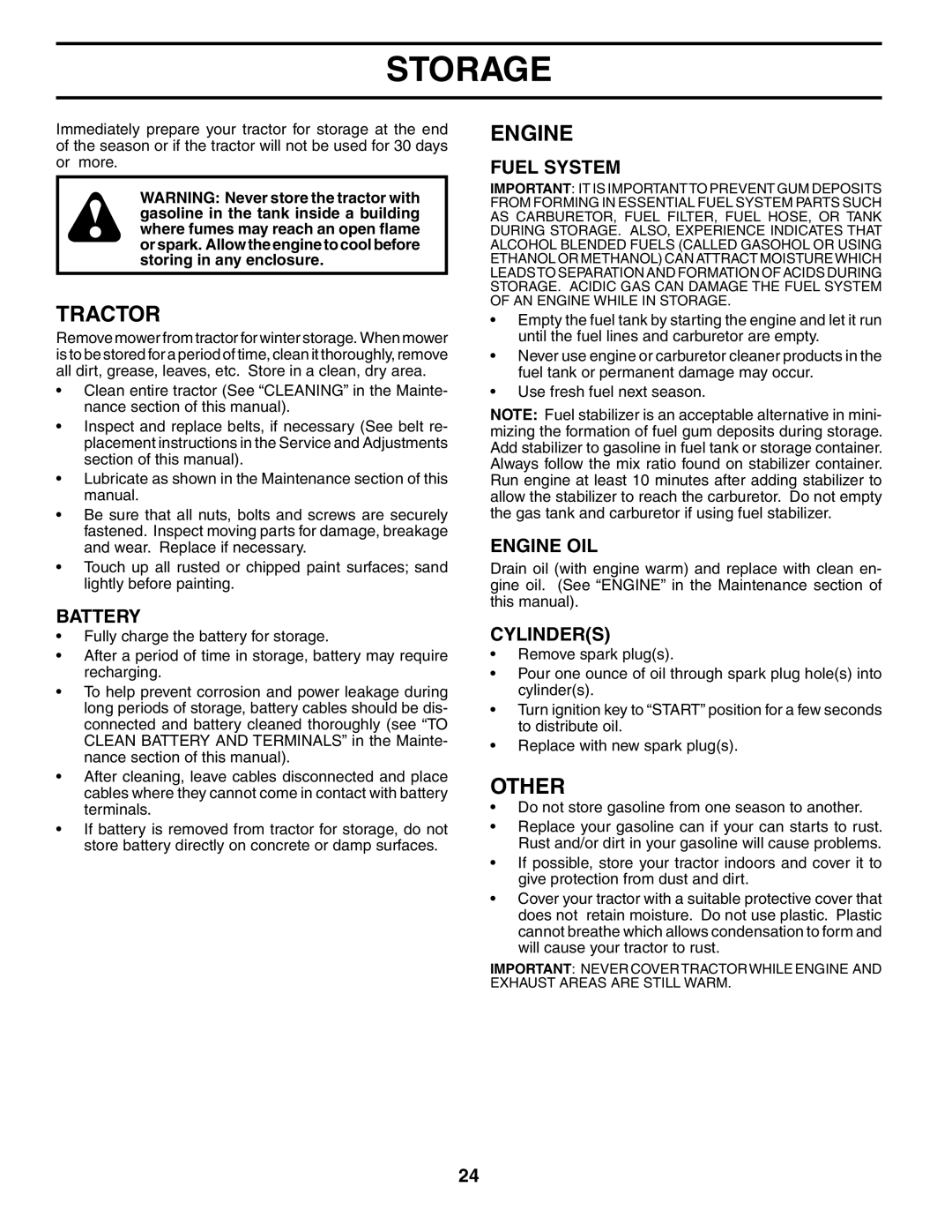 Poulan 190288 manual Storage, Other, Fuel System, Engine OIL, Cylinders 