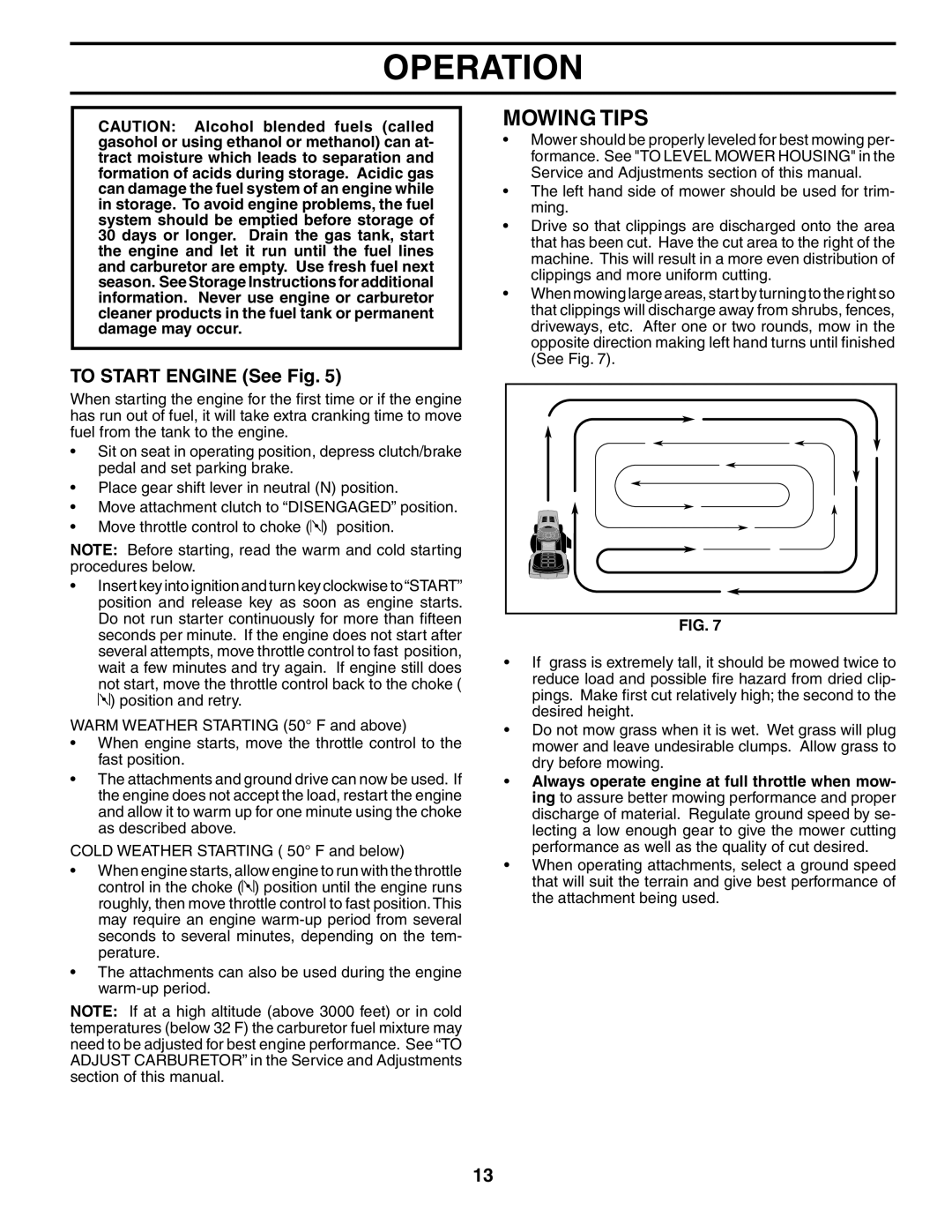 Poulan 190781 manual Mowing Tips, To Start Engine See Fig 