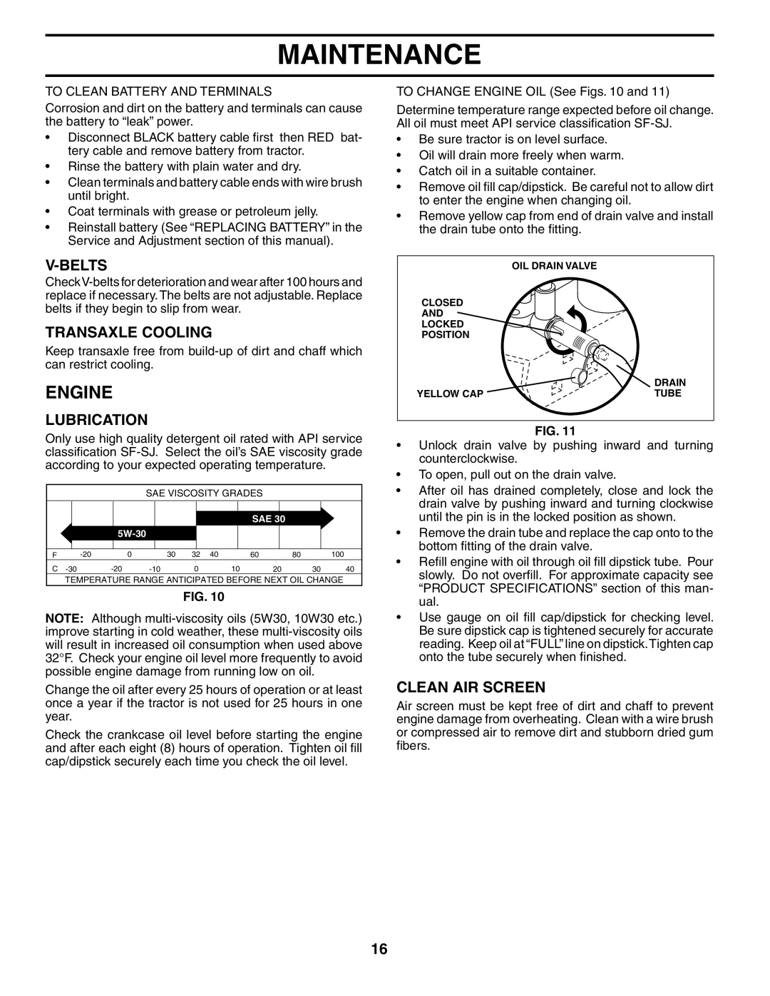 Poulan 190781 manual Engine, Belts, Transaxle Cooling, Lubrication, Clean AIR Screen 