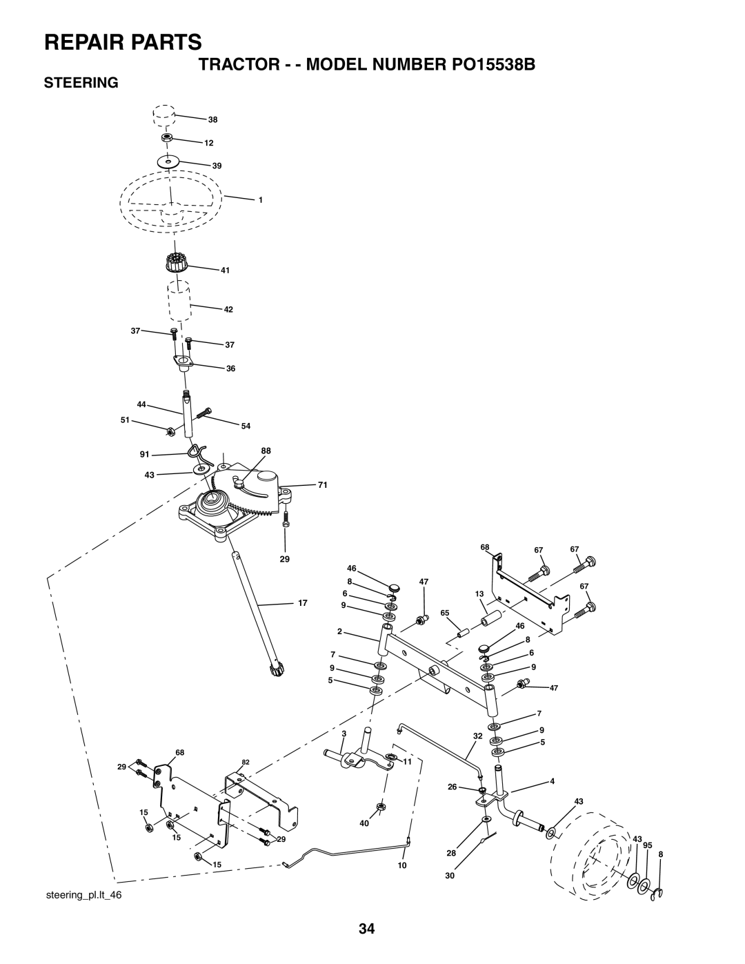 Poulan 190785 manual Steering 