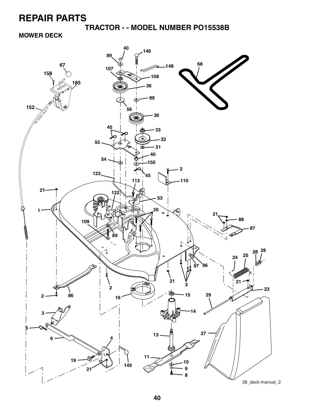 Poulan 190785 manual Mower Deck 