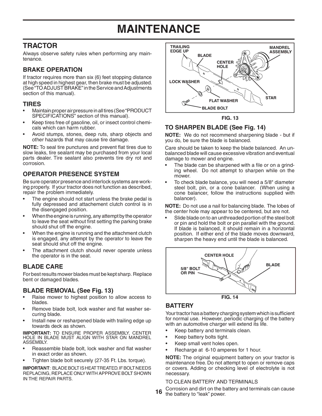 Poulan 190944 owner manual Tractor 