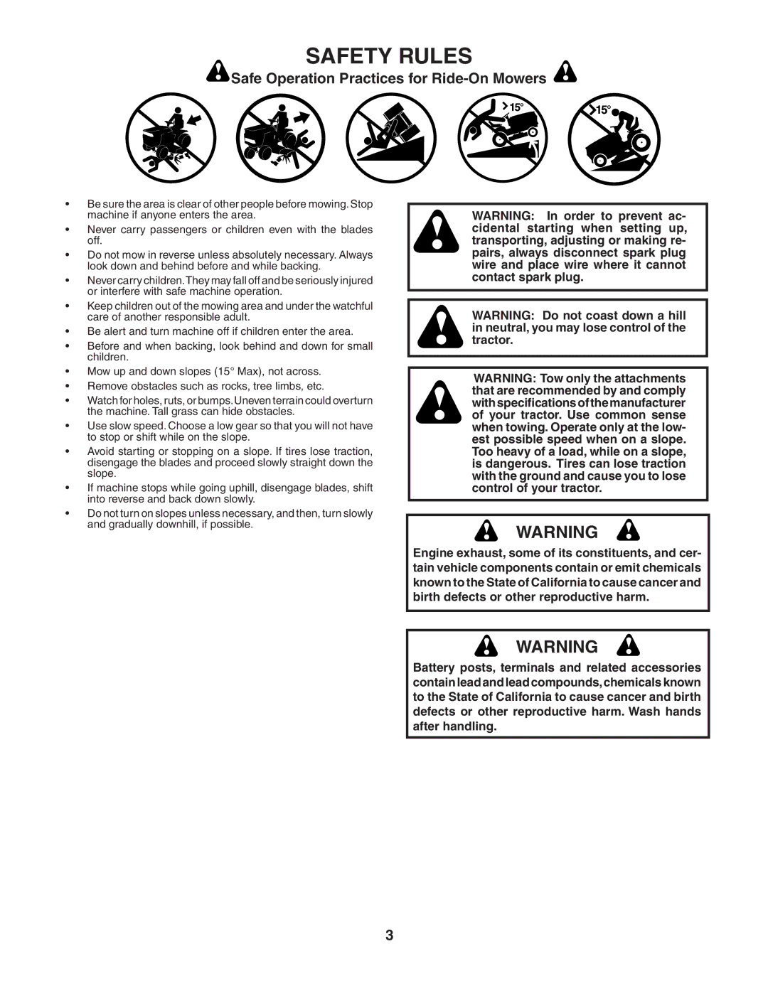 Poulan 190944 owner manual Safety Rules 