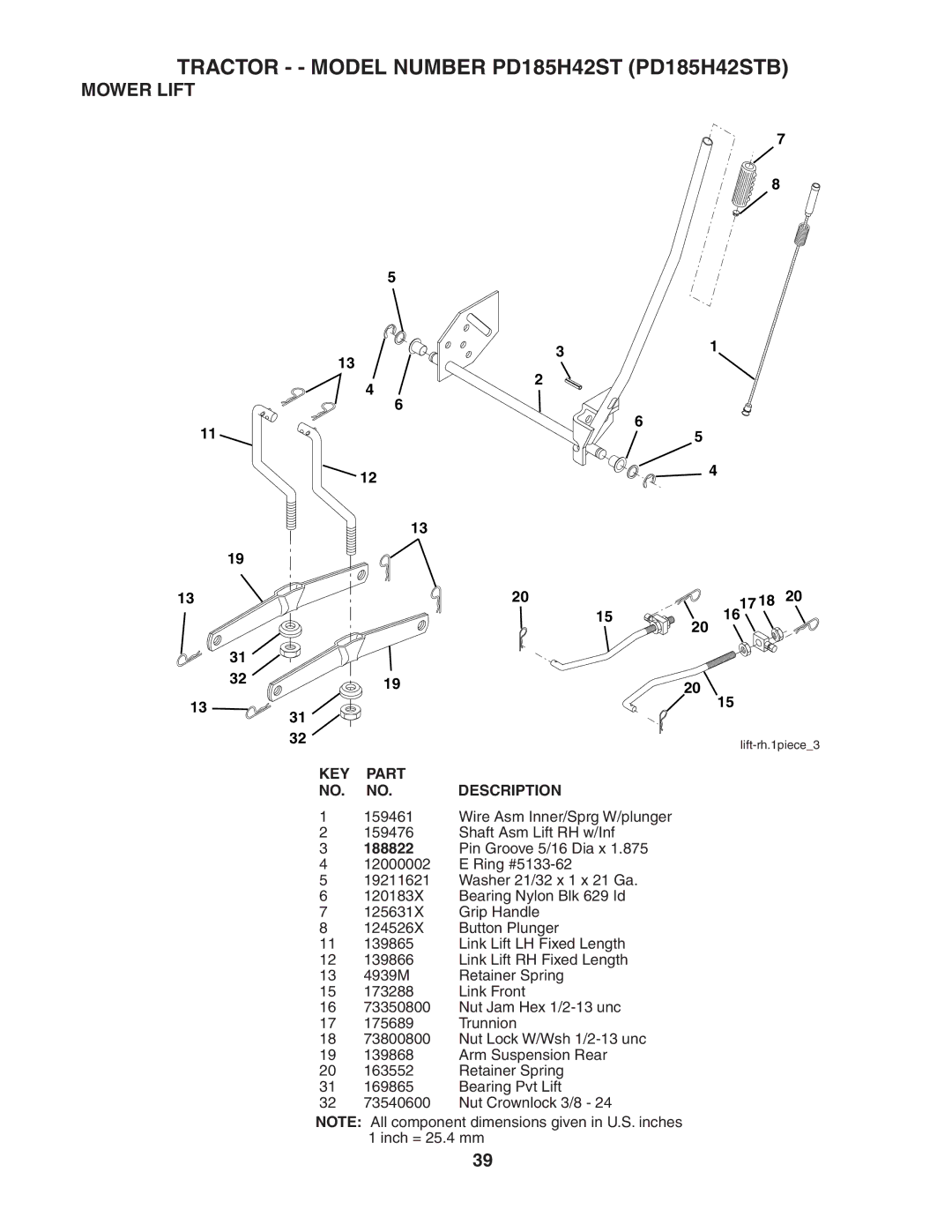 Poulan 190944 owner manual Mower Lift 