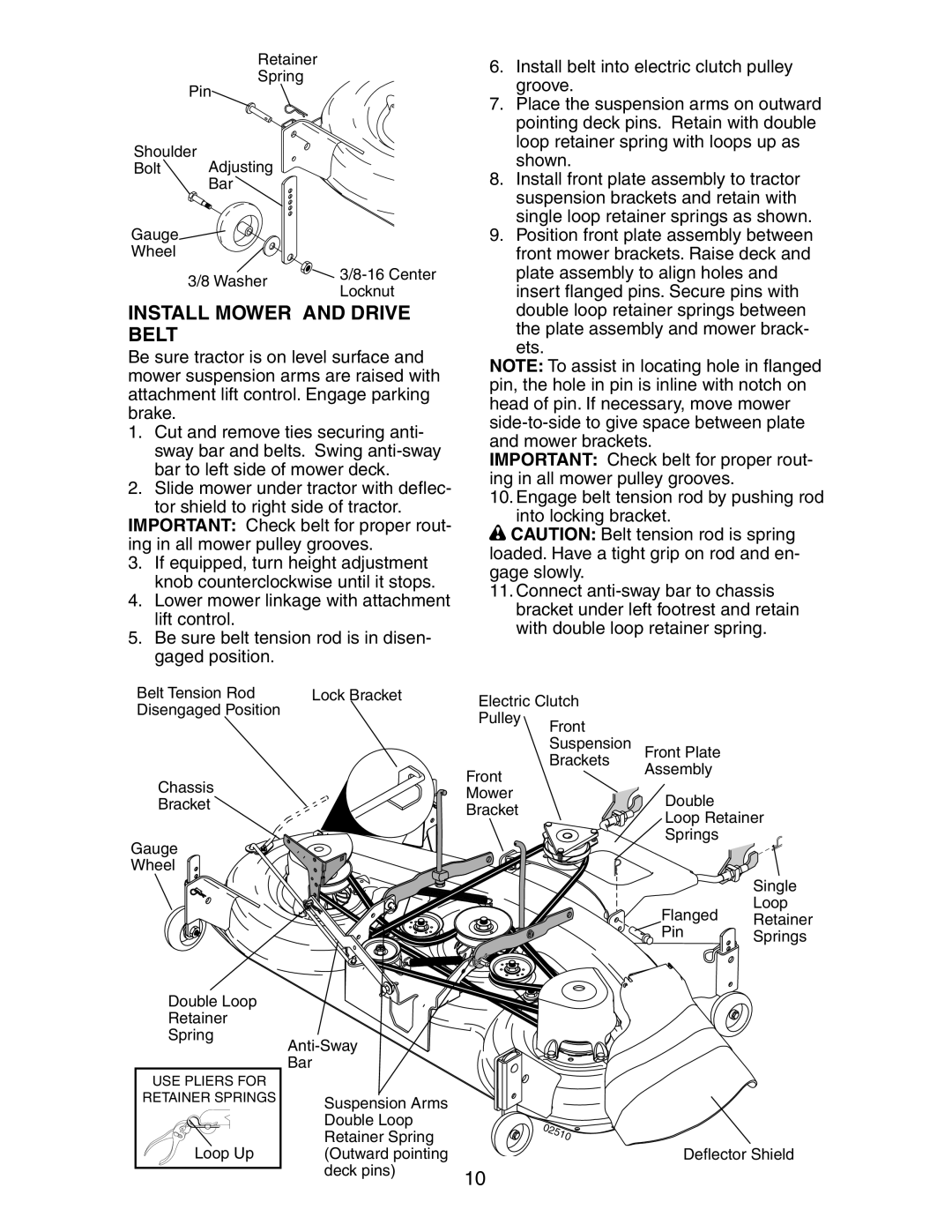 Poulan 191491 manual Install Mower and Drive Belt 