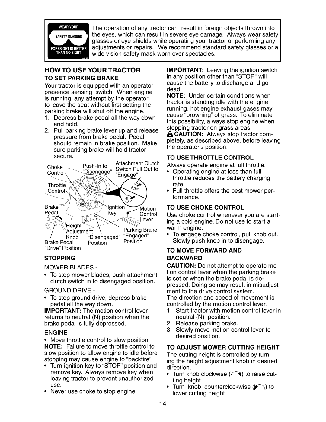 Poulan 191491 manual HOW to USE Your Tractor 