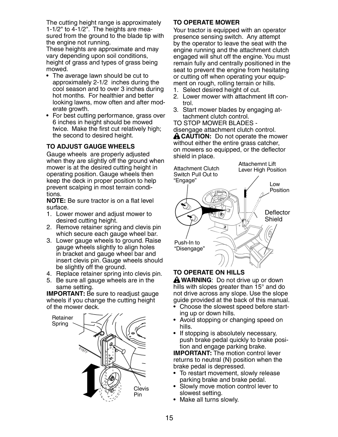 Poulan 191491 manual To Operate Mower, To Operate on Hills 