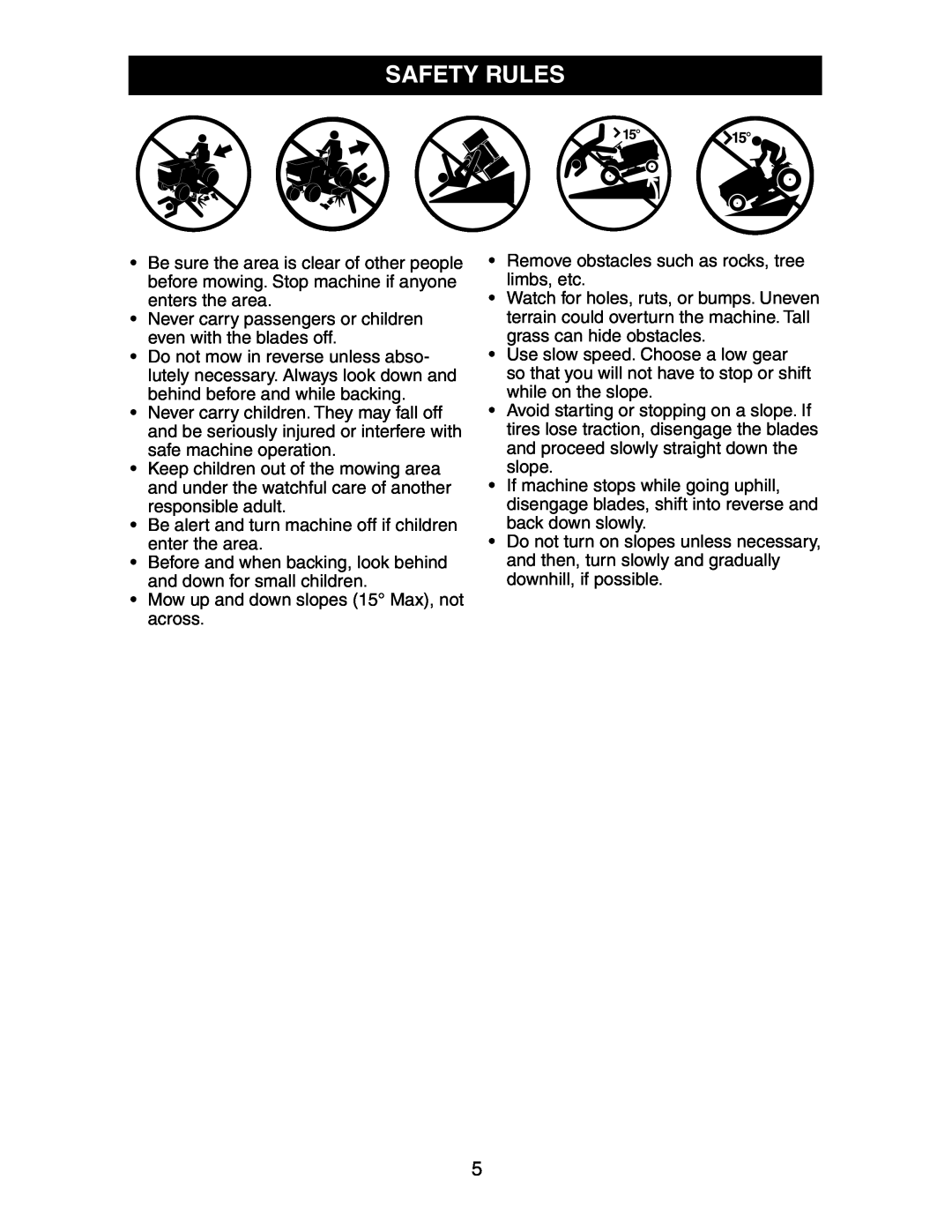 Poulan 191603 manual Safety Rules 