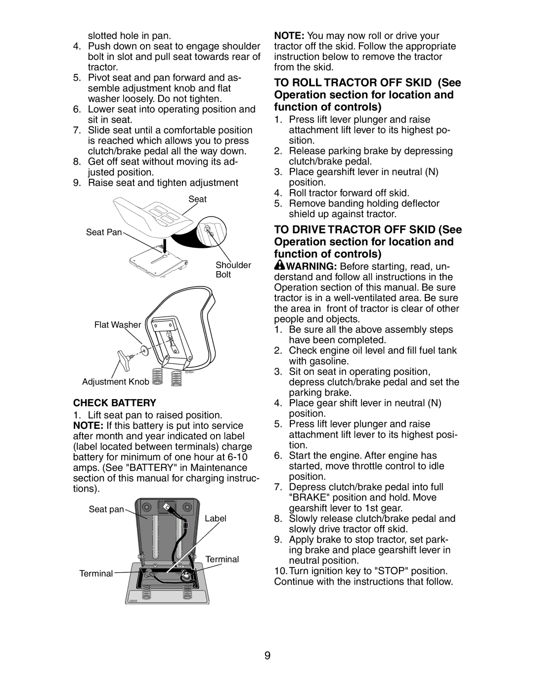 Poulan 191606 manual Check Battery 