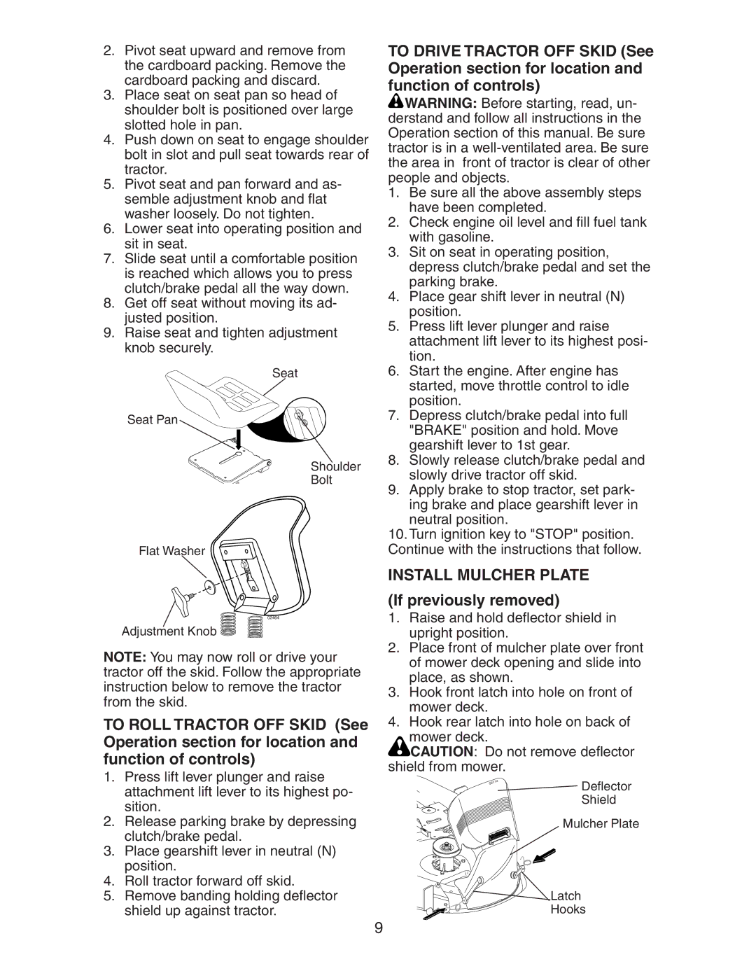 Poulan 191616 manual Install Mulcher Plate, If previously removed 