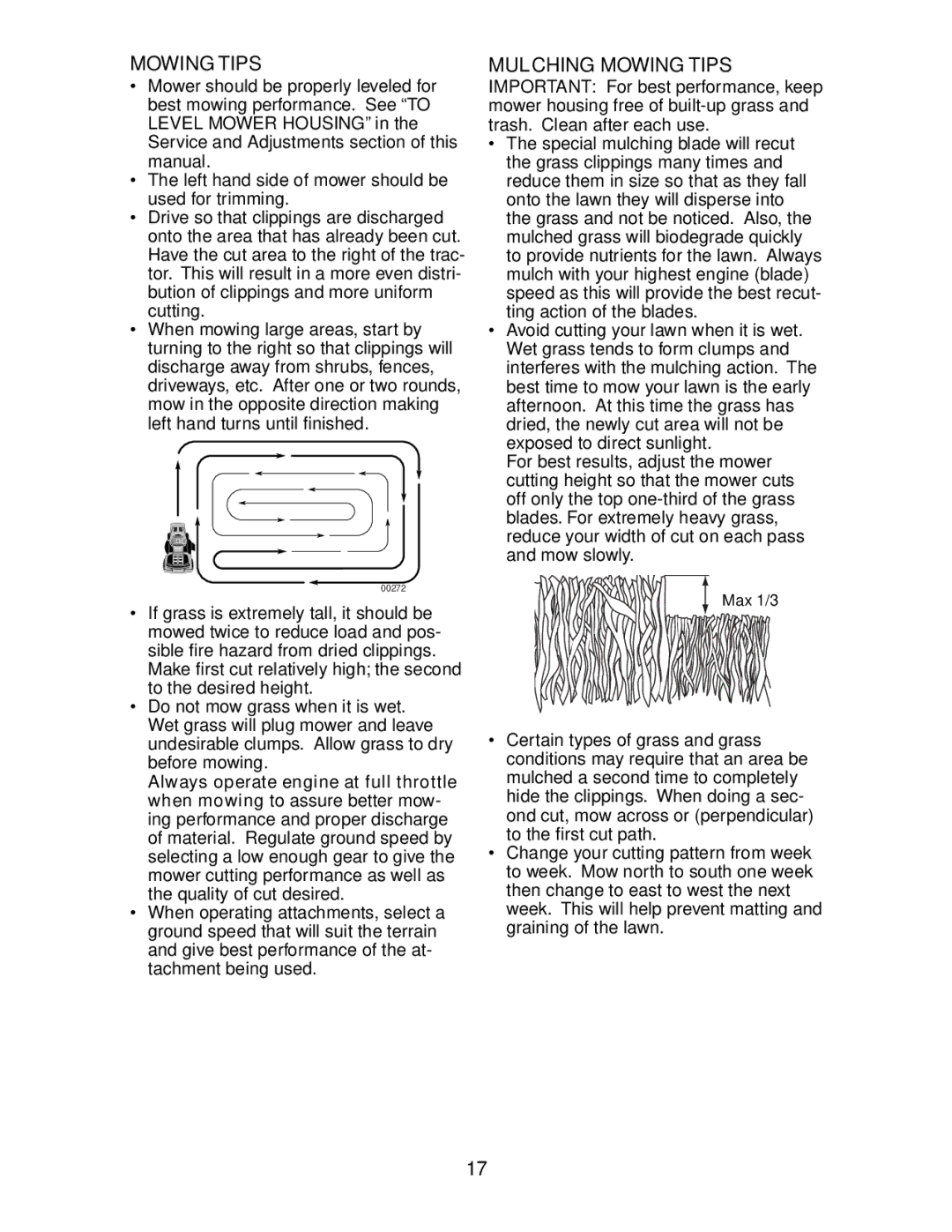 Poulan 191663 manual Mulching Mowing Tips 