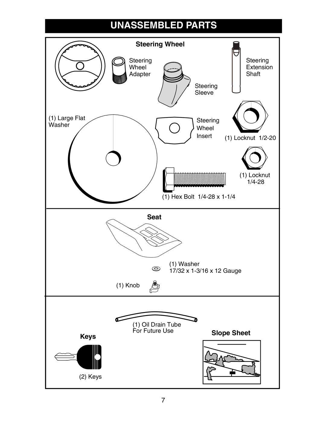 Poulan 191663 manual Unassembled Parts, Steering Wheel 