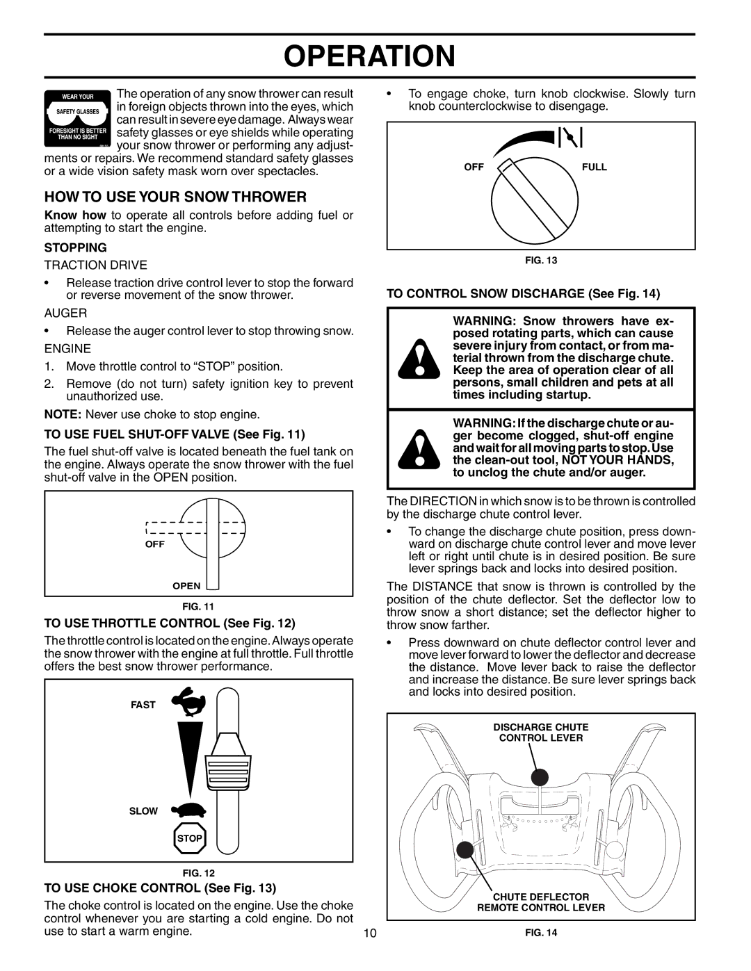 Poulan 192042 owner manual HOW to USE Your Snow Thrower, Stopping 